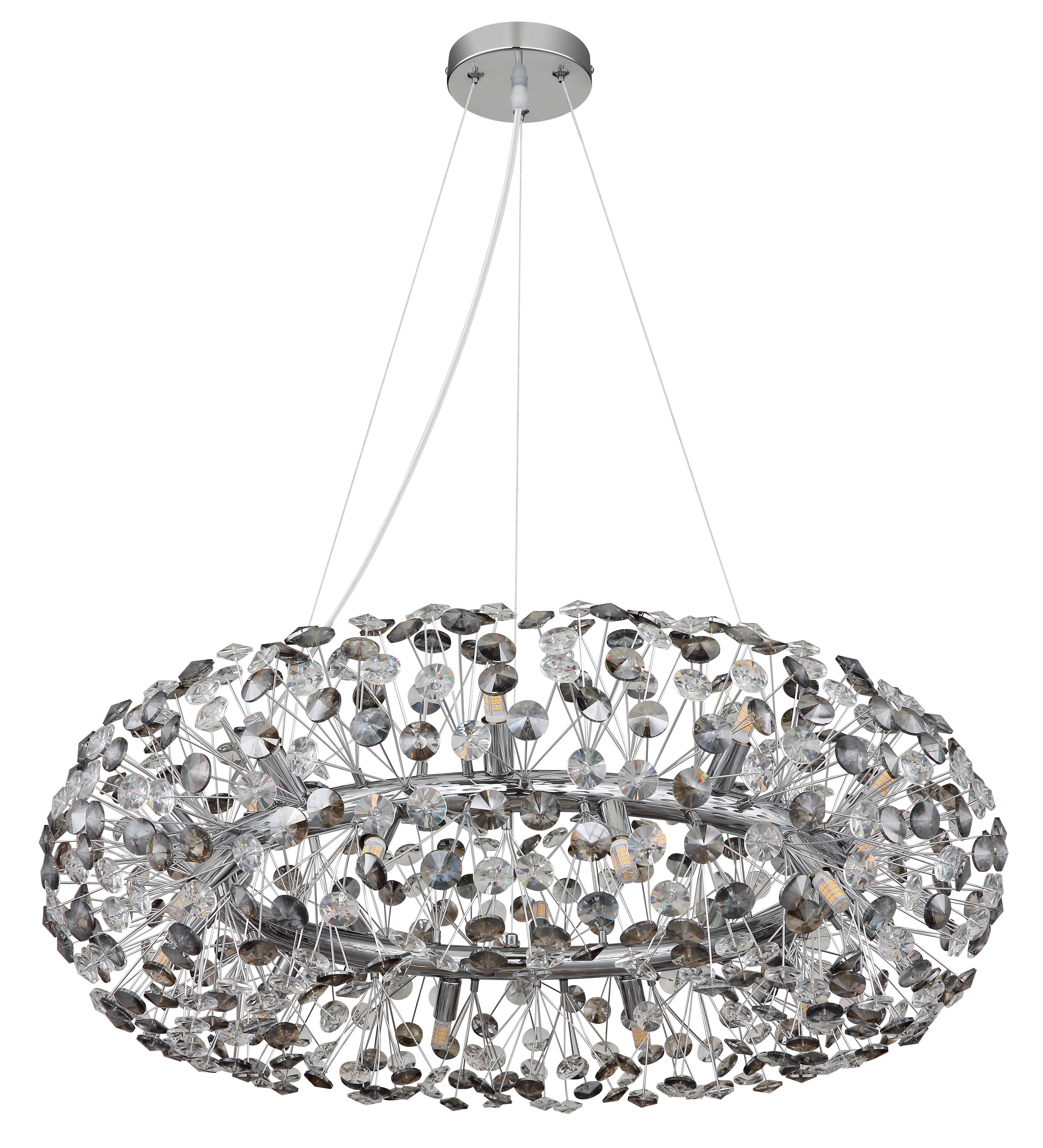 Kristal-Hängeleuchte Hangina Metall/Kunststoff/Glas - Klar/Chromfarben, LIFESTYLE, Glas/Kunststoff (80/150cm) - Globo