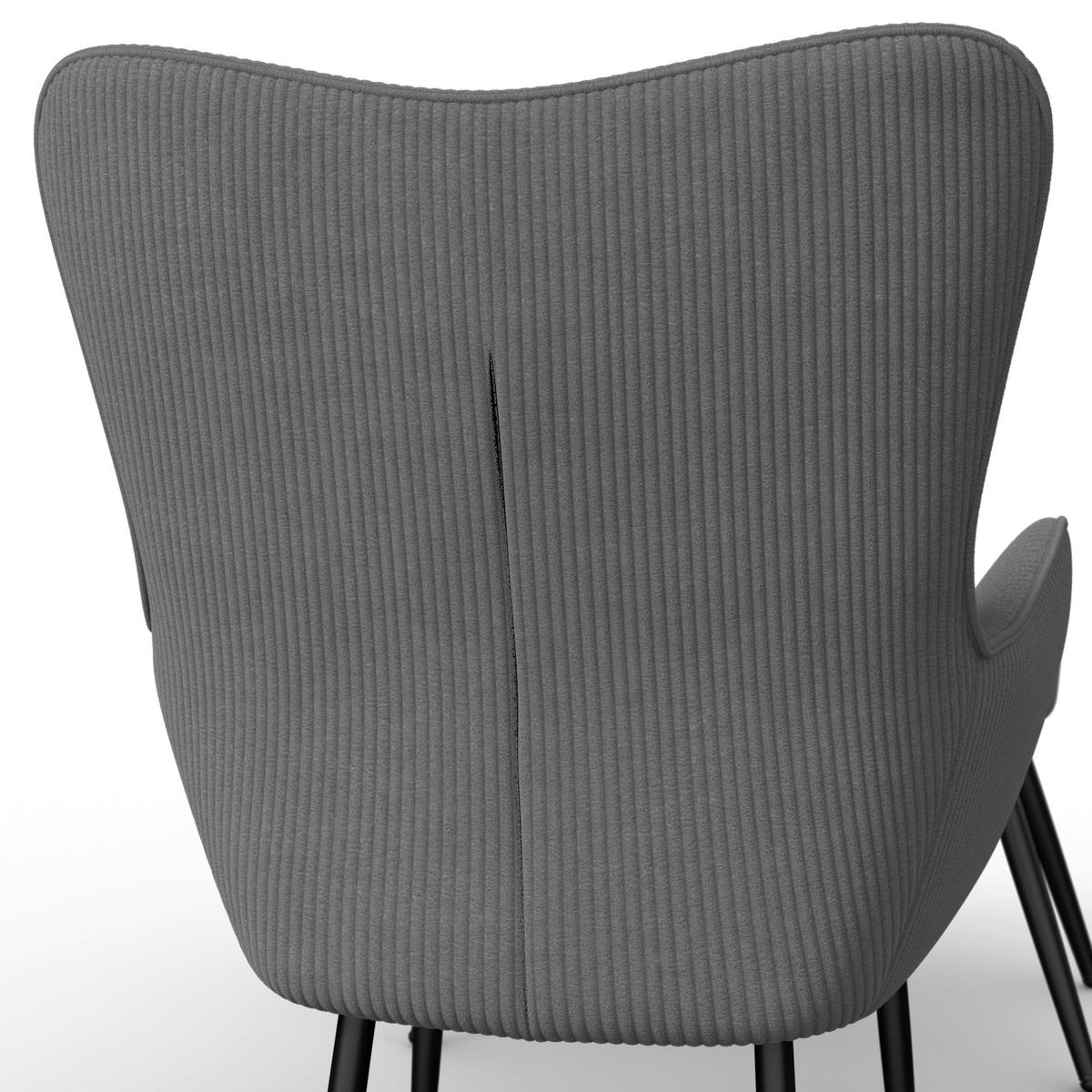 Kreslo s taburetkou AURORA, sivý menčester, max. 120 kg - čierna/sivá, Modern, kov/drevo (68/98/74cm) - Bessagi Home