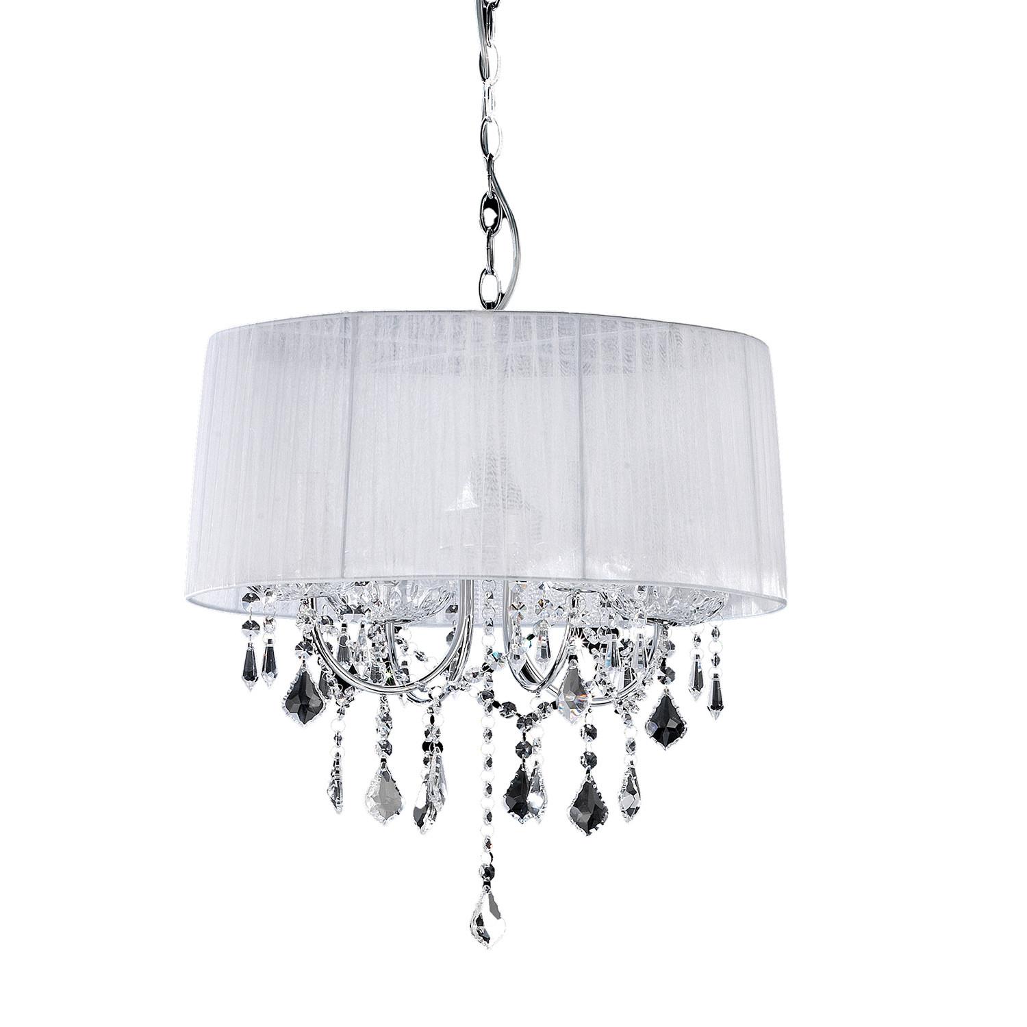 Kristall-Hängeleuchte Weiß Chromfarben D: 45 cm 6w