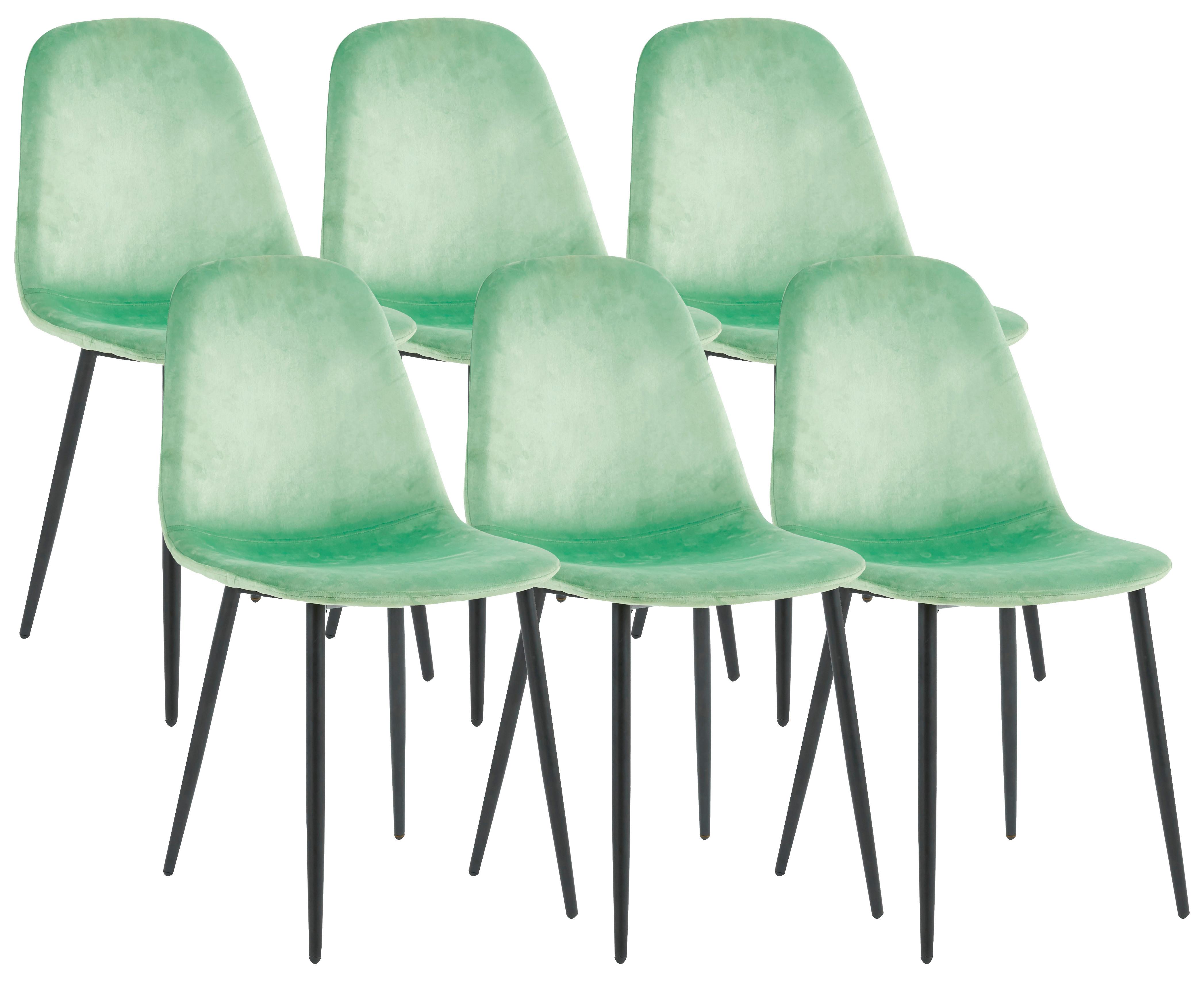 Stuhl-Set Fiolo 6er Mintgrün B: 41 cm - Schwarz/Mintgrün, Design, Holzwerkstoff/Textil (41/85/44cm) - MID.YOU