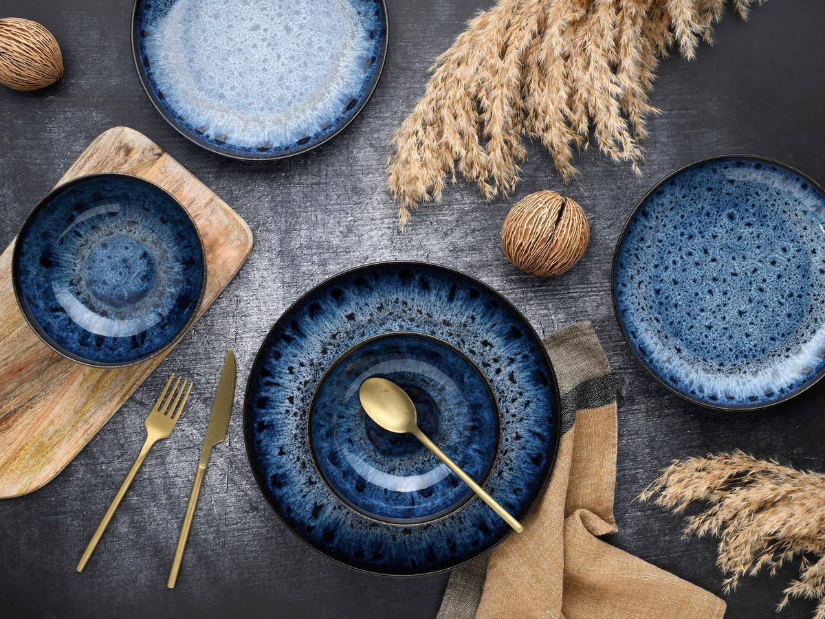 Tafelservice Allround Magic 12tlg. - Blau/Schwarz, Basics, Keramik - Creatable