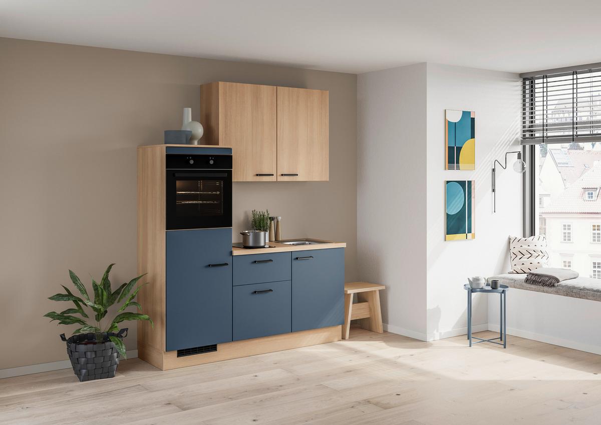 Küchenblock Ip 1200 - Blau/Eichefarben, Trend (180cm) - Impuls