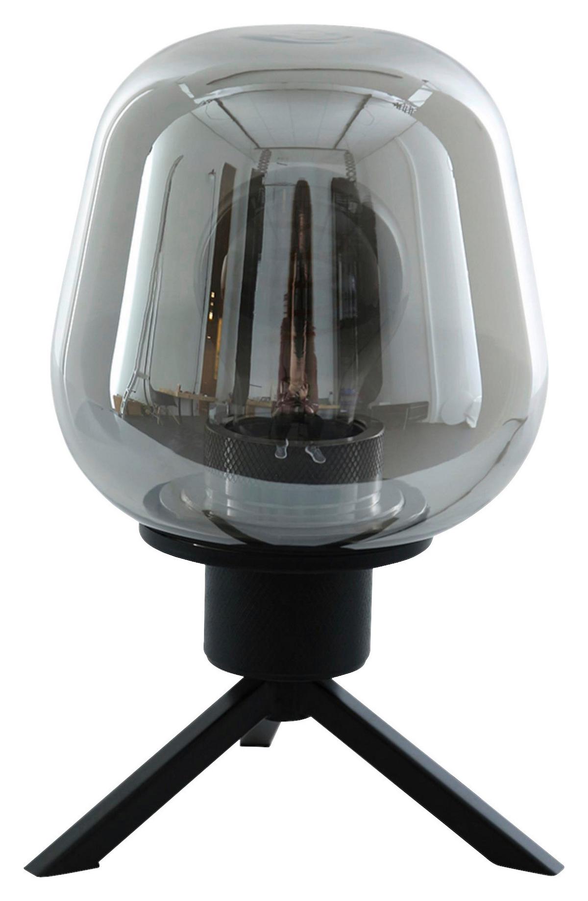 Tischleuchte Reflexion - Schwarz, Trend, Glas/Metall (15/23/15cm)