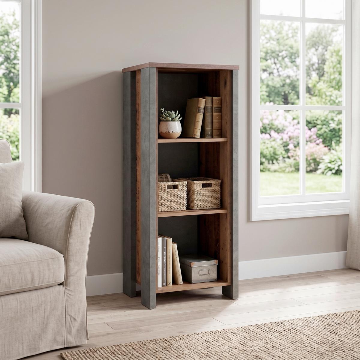 Regal Cliff B: 47 cm Braun/Dunkelgrau - Dunkelgrau/Braun, KONVENTIONELL, Holzwerkstoff/Kunststoff (47/115,1/42cm) - MID.YOU