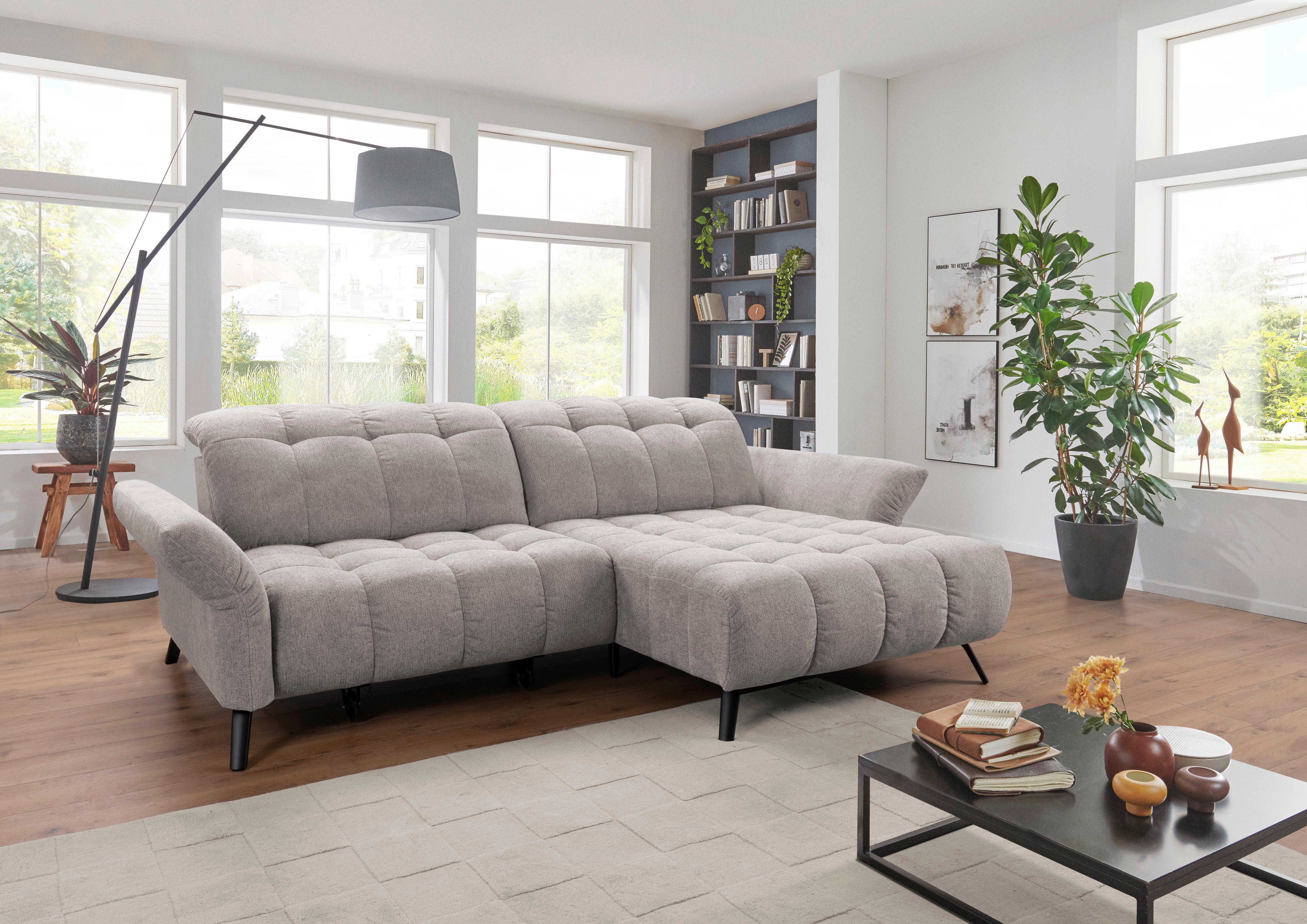 Ecksofa Coast Silberfarben B: 244-270 cm - Silberfarben/Schwarz, KONVENTIONELL, Holzwerkstoff/Textil (244-270/87-104/173cm)