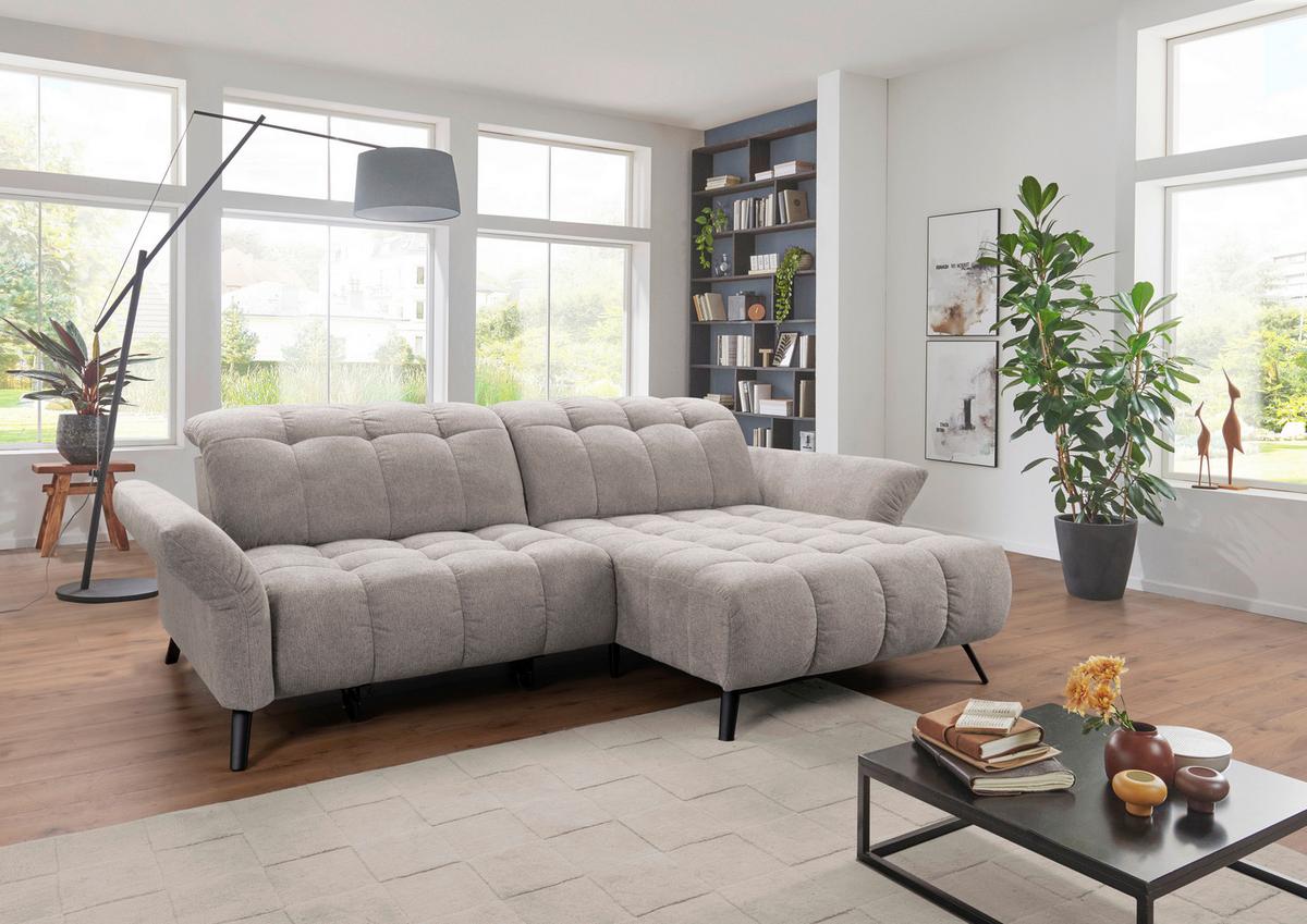 Ecksofa Coast Silberfarben B: 244-270 Cm - Silberfarben/Schwarz, KONVENTIONELL, Holzwerkstoff/Textil (244-270/87-104/173cm)