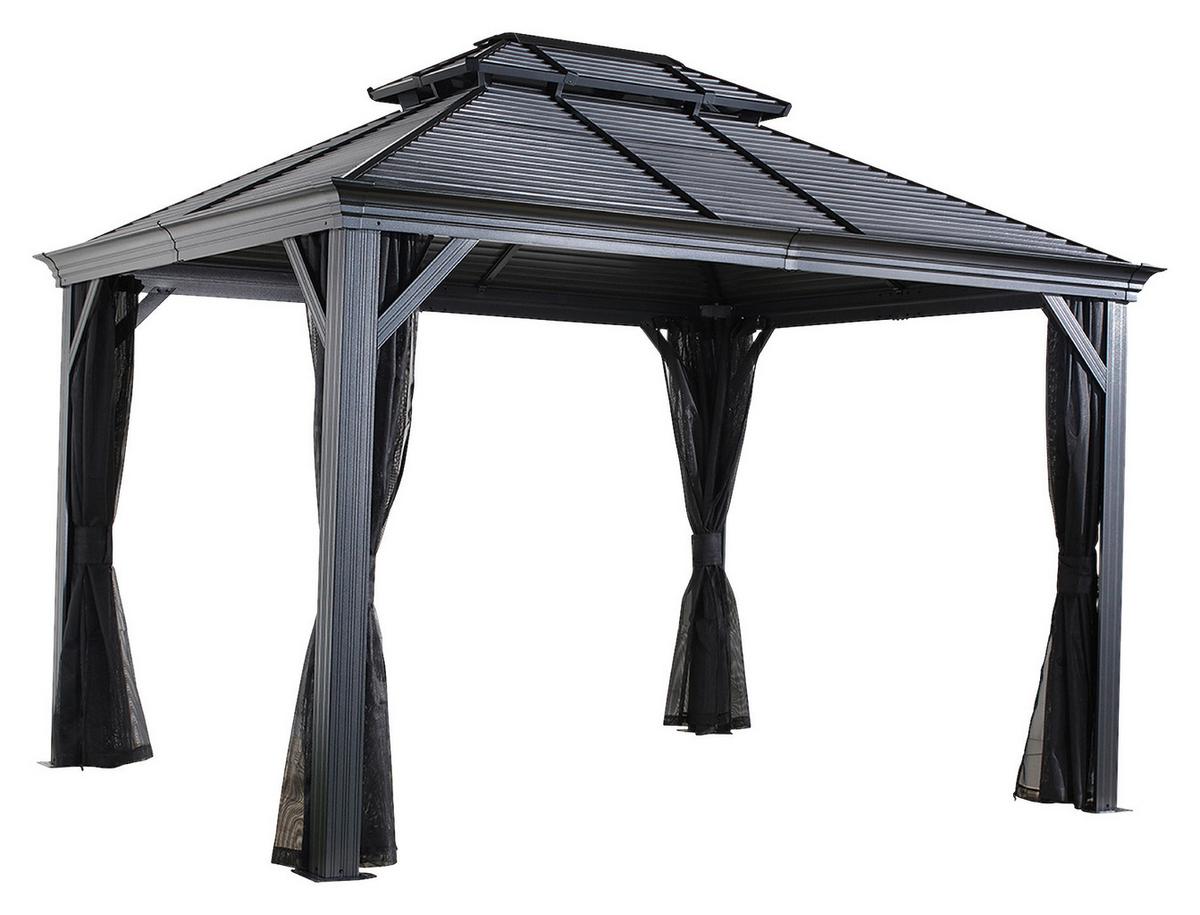 Pavillon Mykonos 364x299 Cm Sturmfest Gartenpavillon - Anthrazit, Basics, Metall (364/291/299cm)