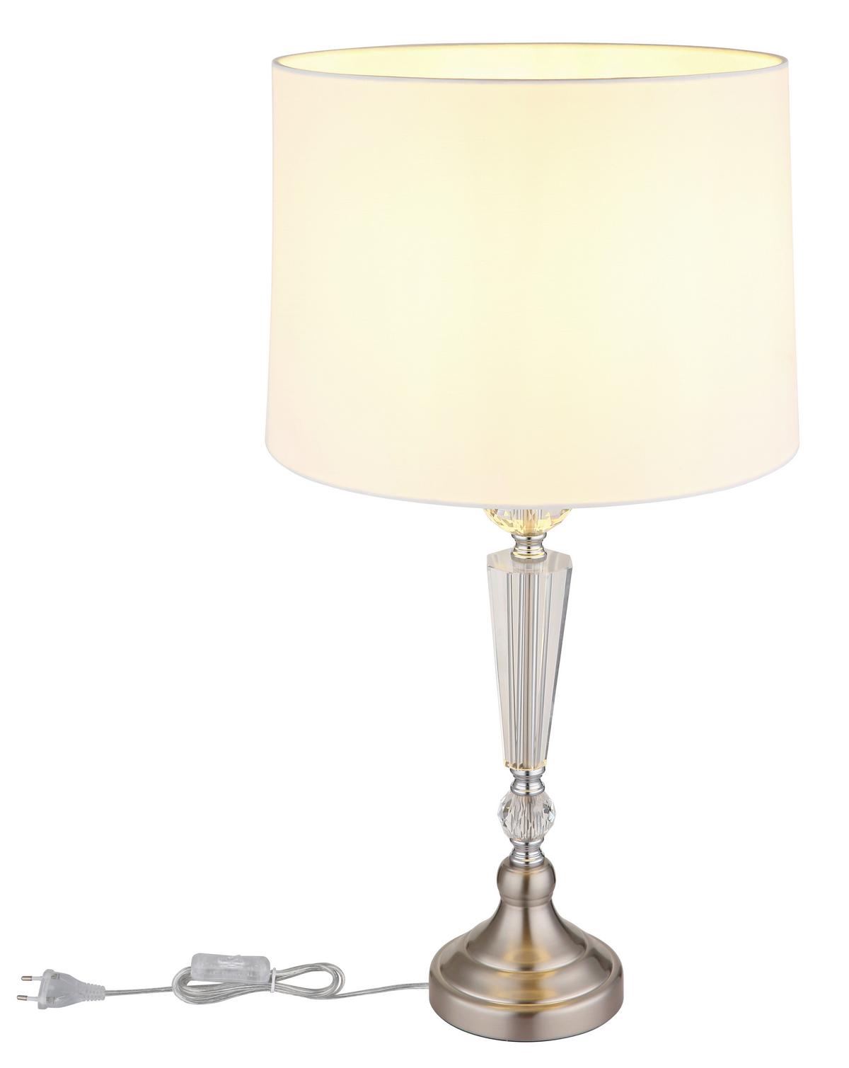 Tischleuchte 24146w - Klar/Weiß, KONVENTIONELL, Glas/Textil (35/66cm) - Globo