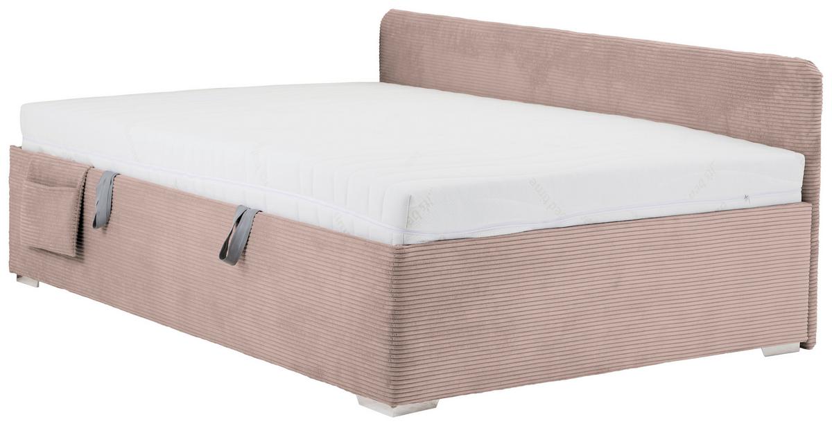 Posteľ Remi s bočnicami 140x200, poťah ružový - pink/prírodná farba, Konventionell, drevo/textil (140/200cm)