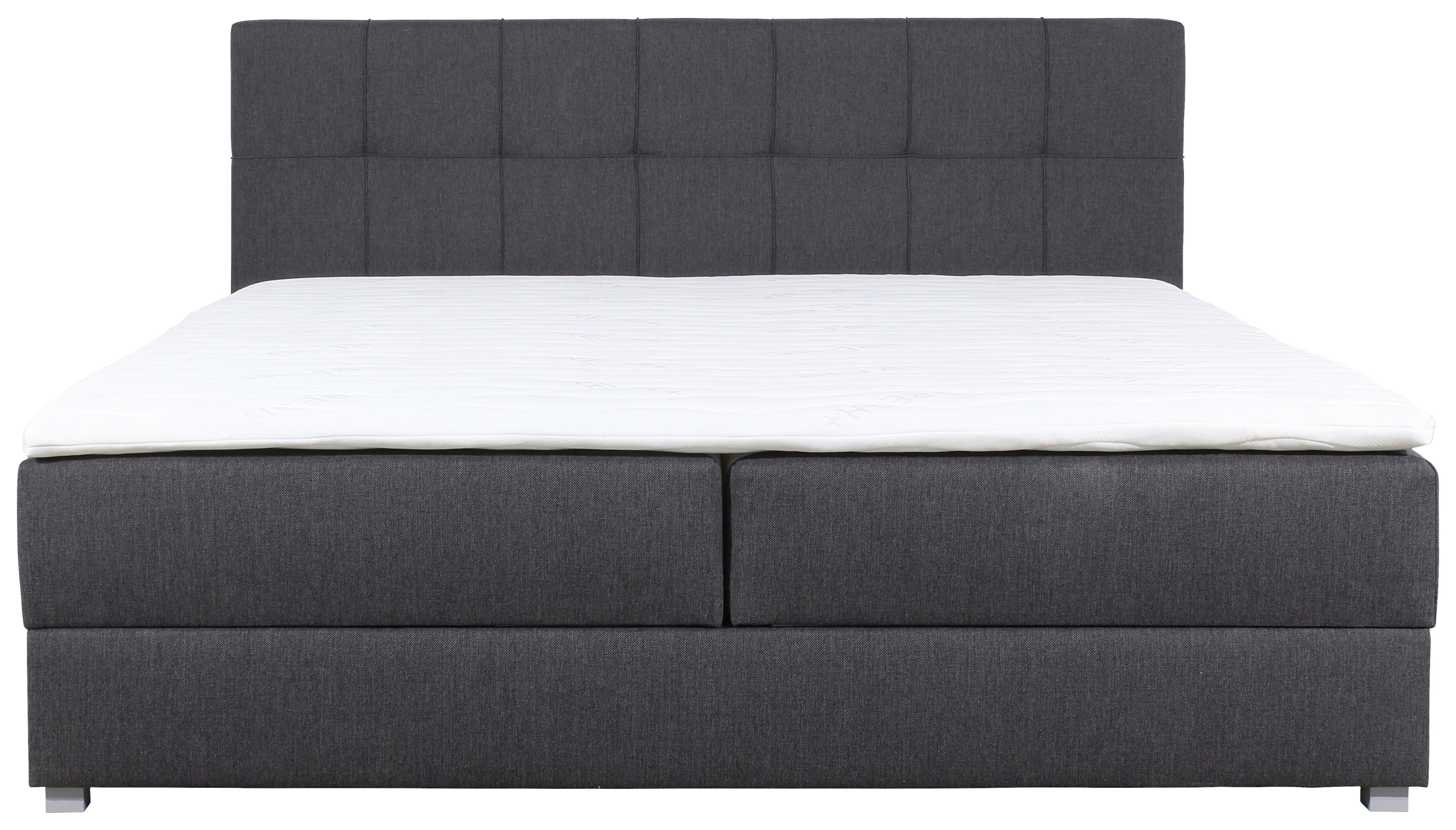 Boxspringbett Mit Topper 180x200 Cm Winer - Anthrazit/Silberfarben, MODERN, Textil (180/200cm) - MID.YOU