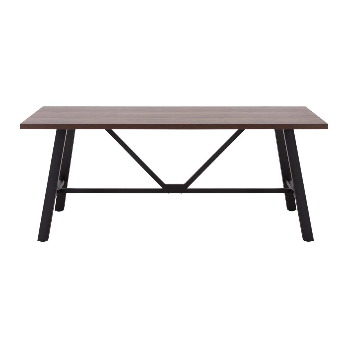 Jedálenský stôl ANDRI 180x90 cm - čierna/farba vlašského orecha, Modern, kov/kompozitné drevo (180/90/75cm) - Bessagi Home