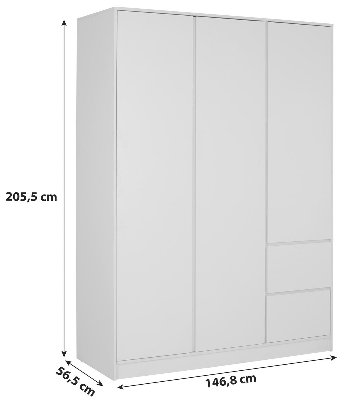 Kleiderschrank Basit - Eiche Artisan, KONVENTIONELL, Holzwerkstoff (146,8/205,5/56,6cm)