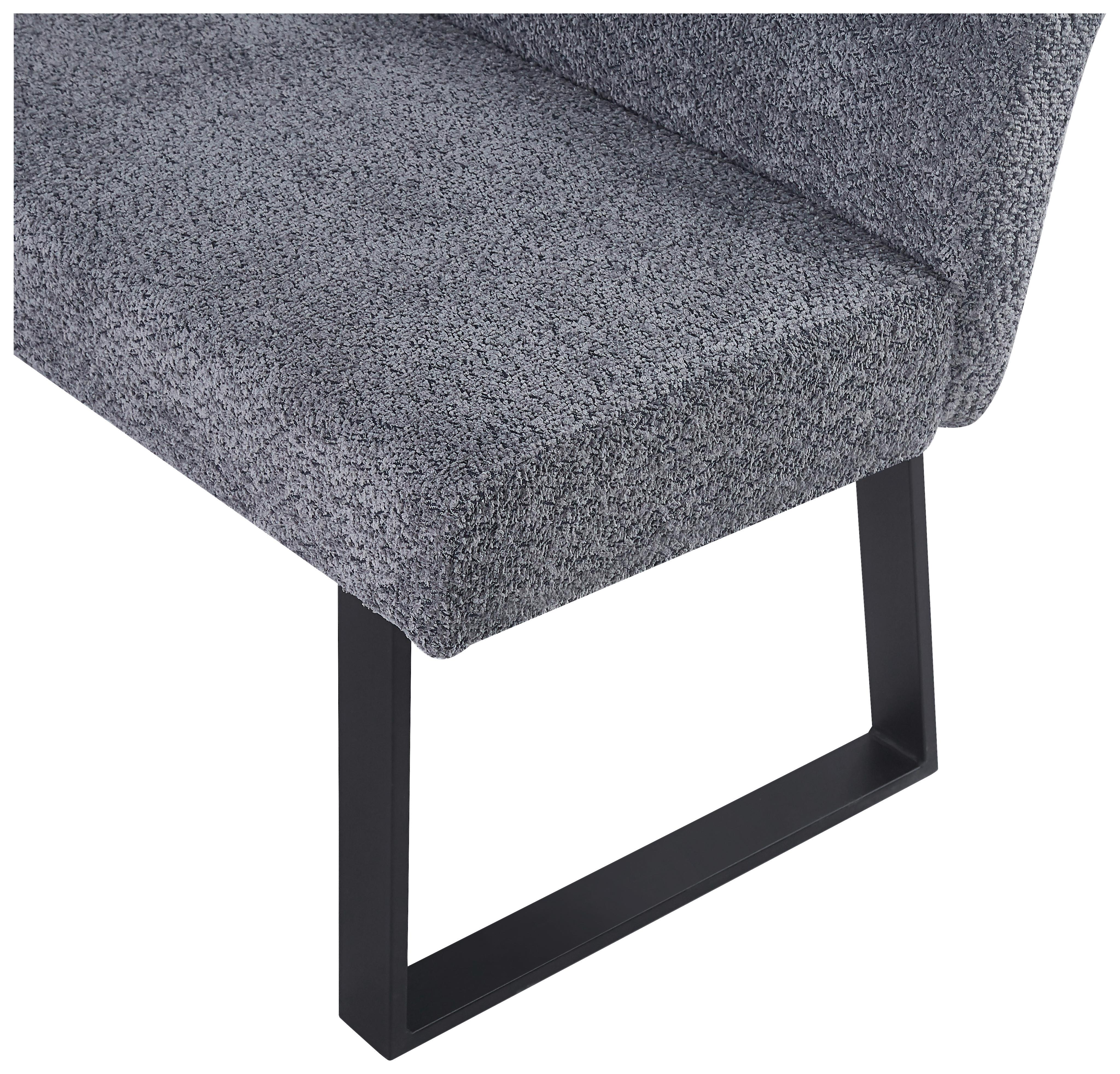 Eckbank Kea Leinenopt. Grau, S. 190x150cm - Schwarz/Grau, KONVENTIONELL, Textil/Metall (190/150cm) - MID.YOU