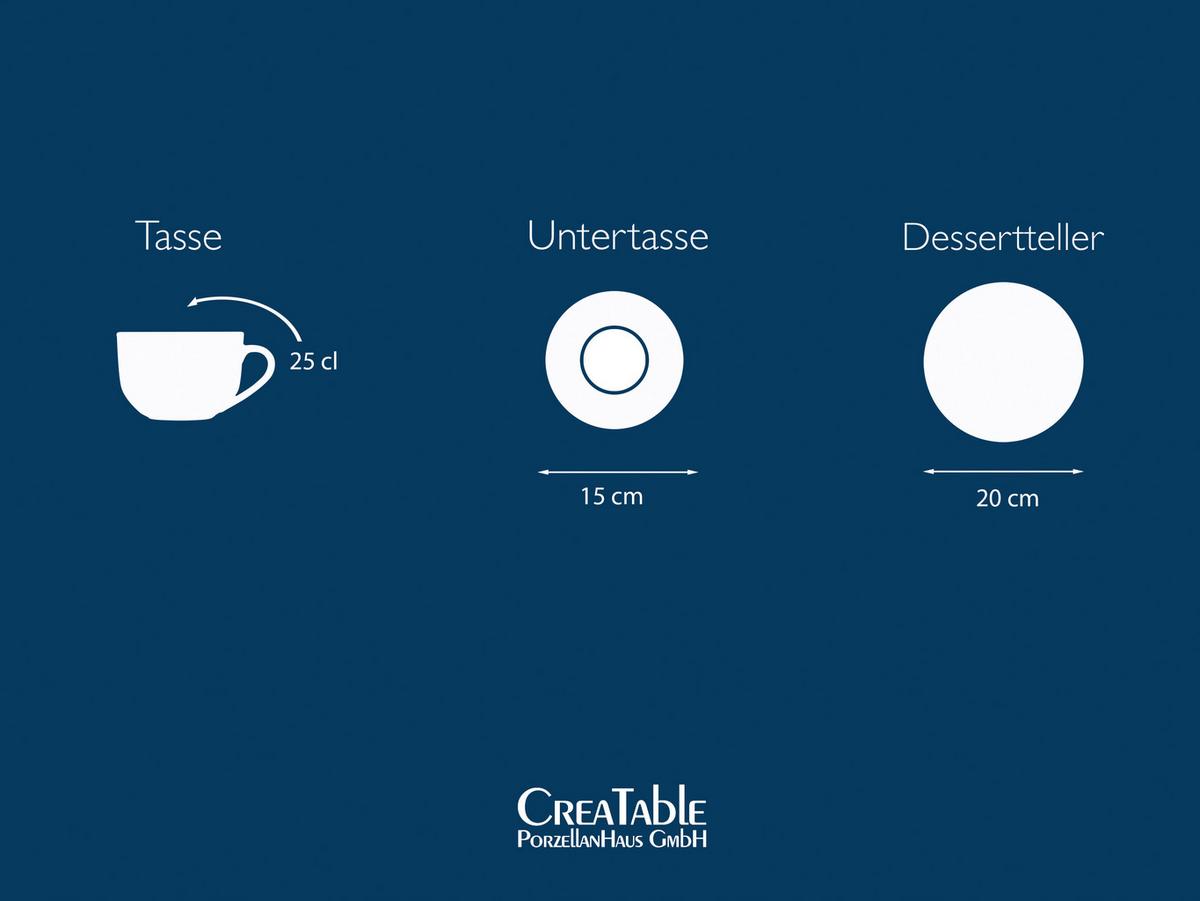 Kaffeeservice Porzellan Schwarz Weiß - Schwarz/Weiß, Basics, Keramik - Creatable