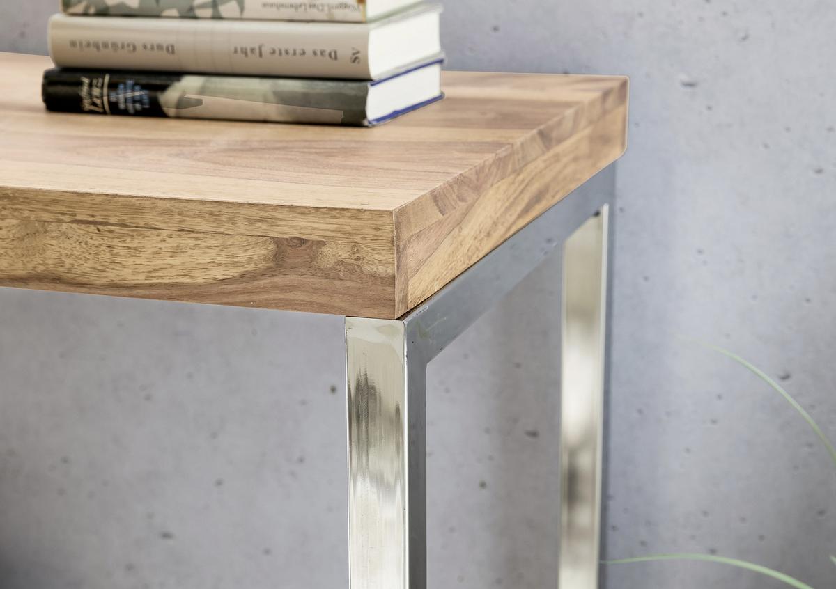 Stolík z masívneho dreva guna š: 120cm - farba akácie/chrómová, Modern, kov/drevo (120/45/76cm) - MID.YOU
