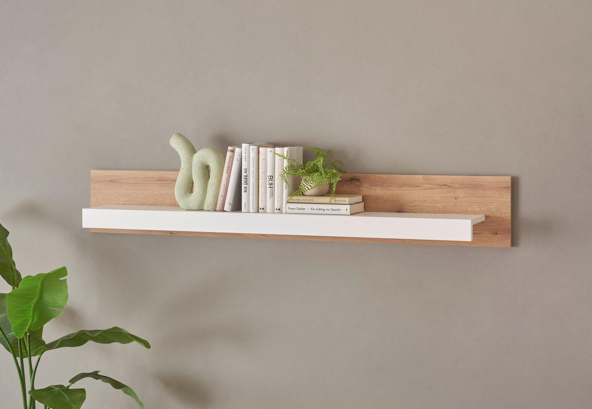 Wandboard Brixen Weiß/Eichefarben B: 150cm - Eichefarben/Weiß, Design, Holzwerkstoff (150/21/20cm) - MID.YOU