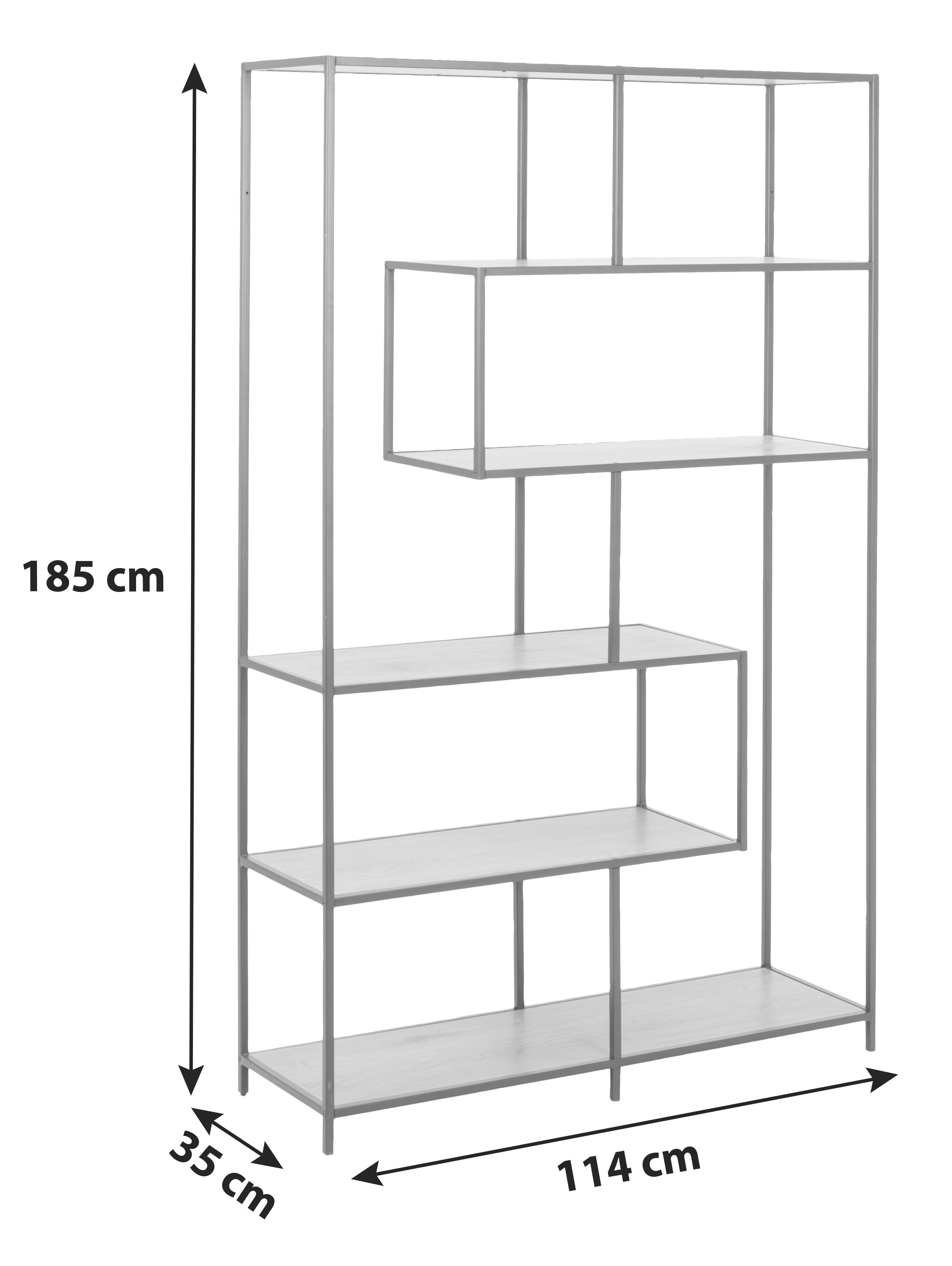 MID.YOU Regal Seaford B 114cm, Schwarz/Eiche Dekor