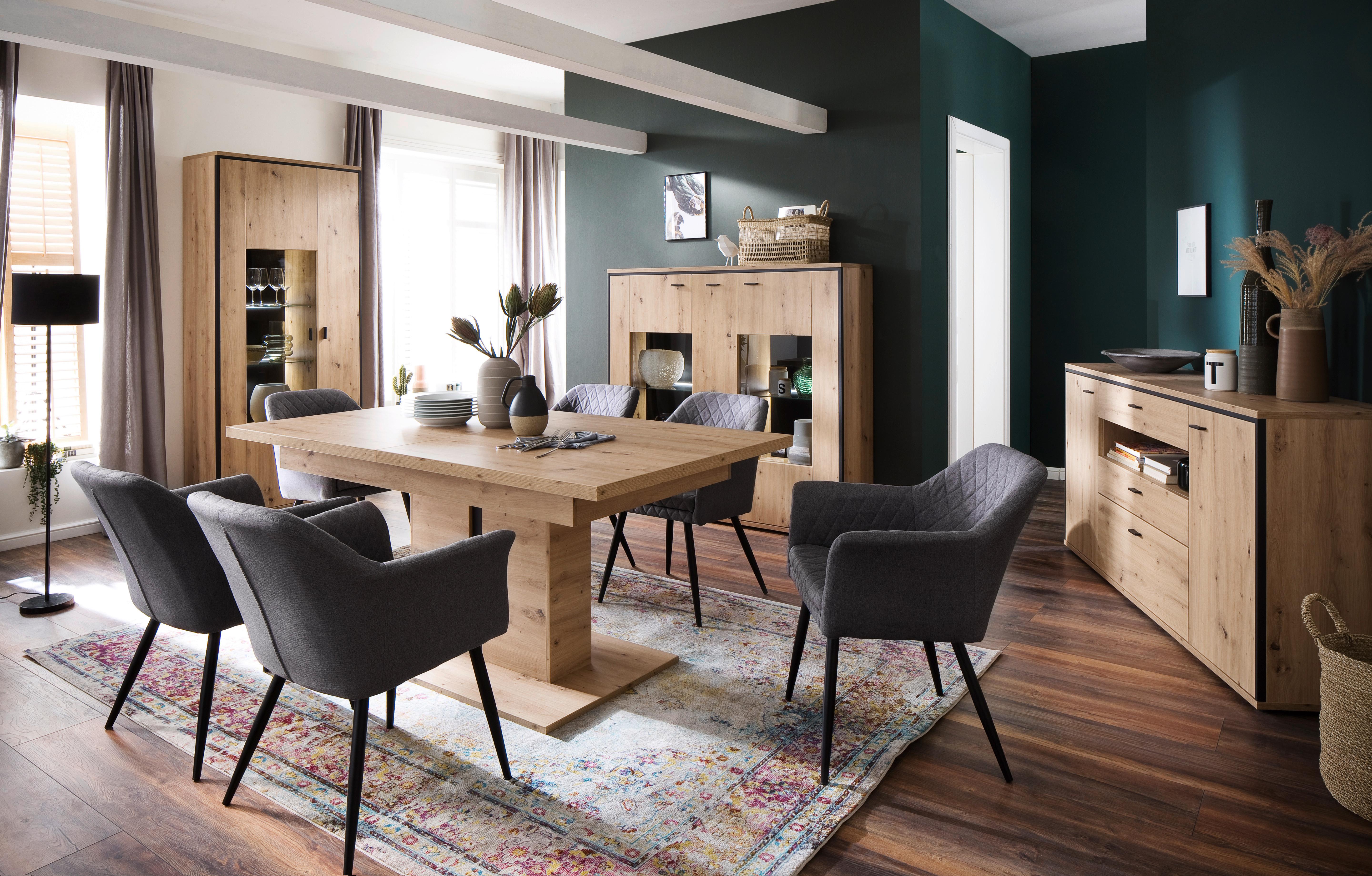 Esstisch Ausziehbar Buenos Aires 180-280x100 Cm - Eichefarben/Anthrazit, Design, Holzwerkstoff (180-280/100/77cm) - MID.YOU