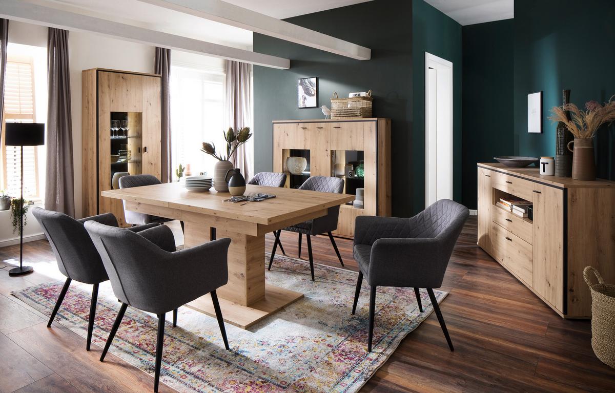 Esstisch ausziehbar Buenos Aires 180-280x100 cm - Eichefarben/Anthrazit, Design, Holzwerkstoff (180-280/100/77cm) - MID.YOU