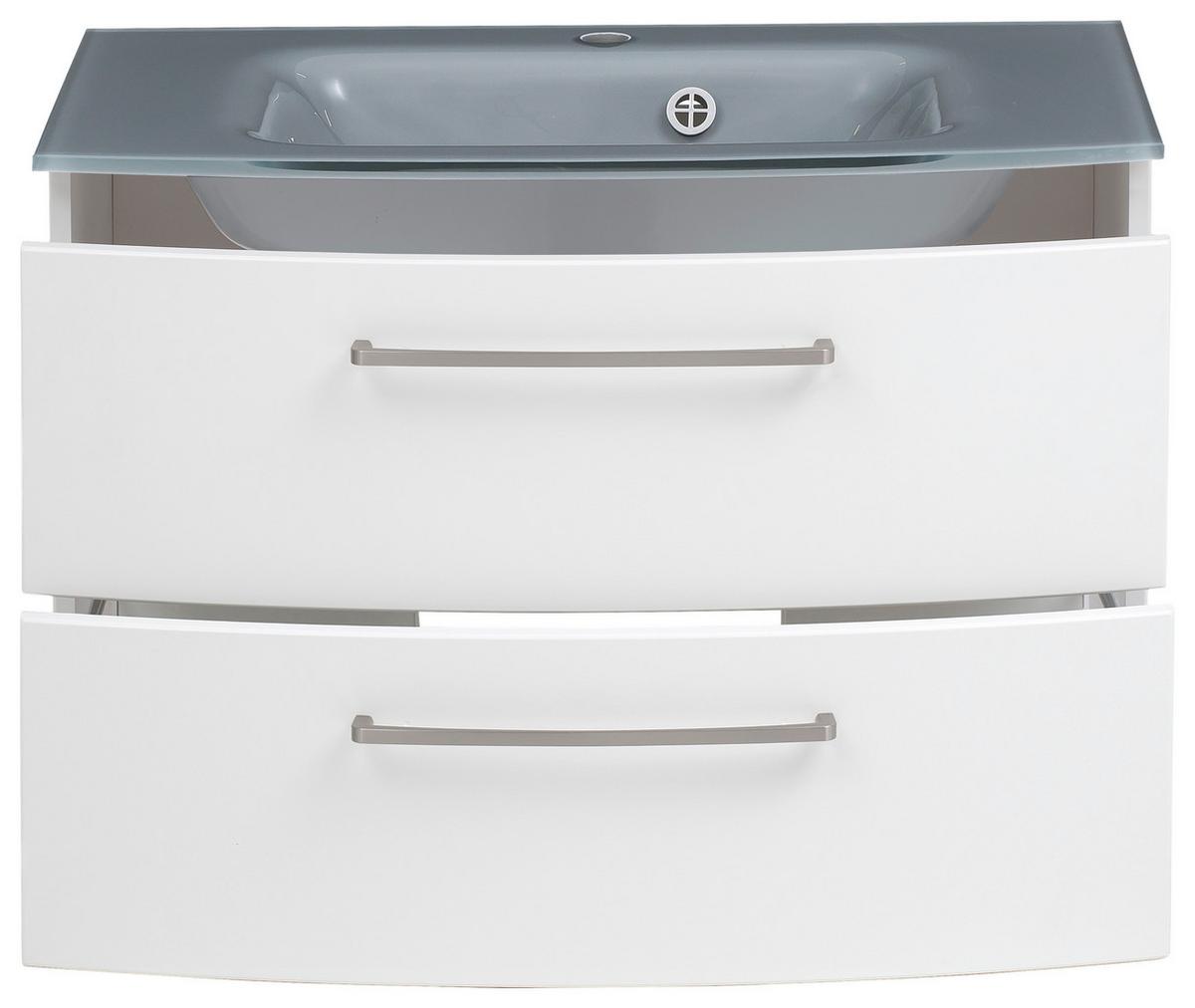 Badmöbel-Set 3-Tlg. inkl. LED Stockholm 80cm Grau - Weiß/Grau, KONVENTIONELL, Glas/Holzwerkstoff (80cm) - Held