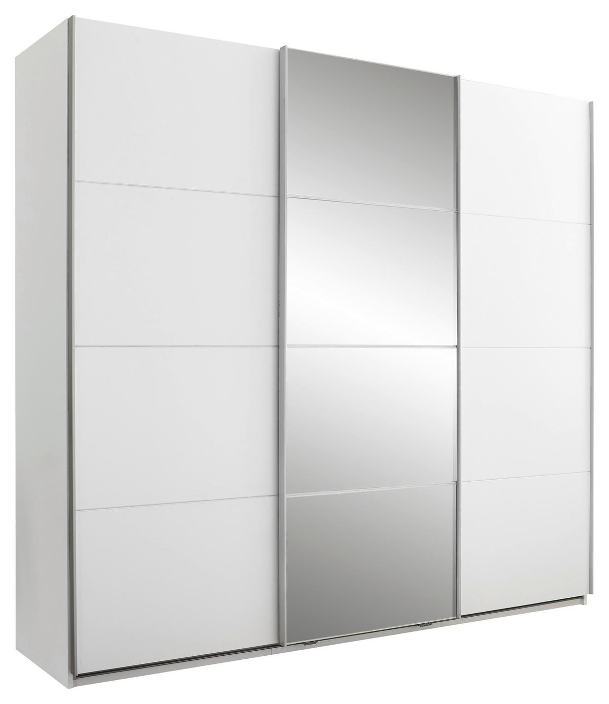 Schwebetürenschrank 3-trg. Inkl. Zubehör, Weiß - Weiß, KONVENTIONELL, Glas/Holzwerkstoff (215/204/60cm)