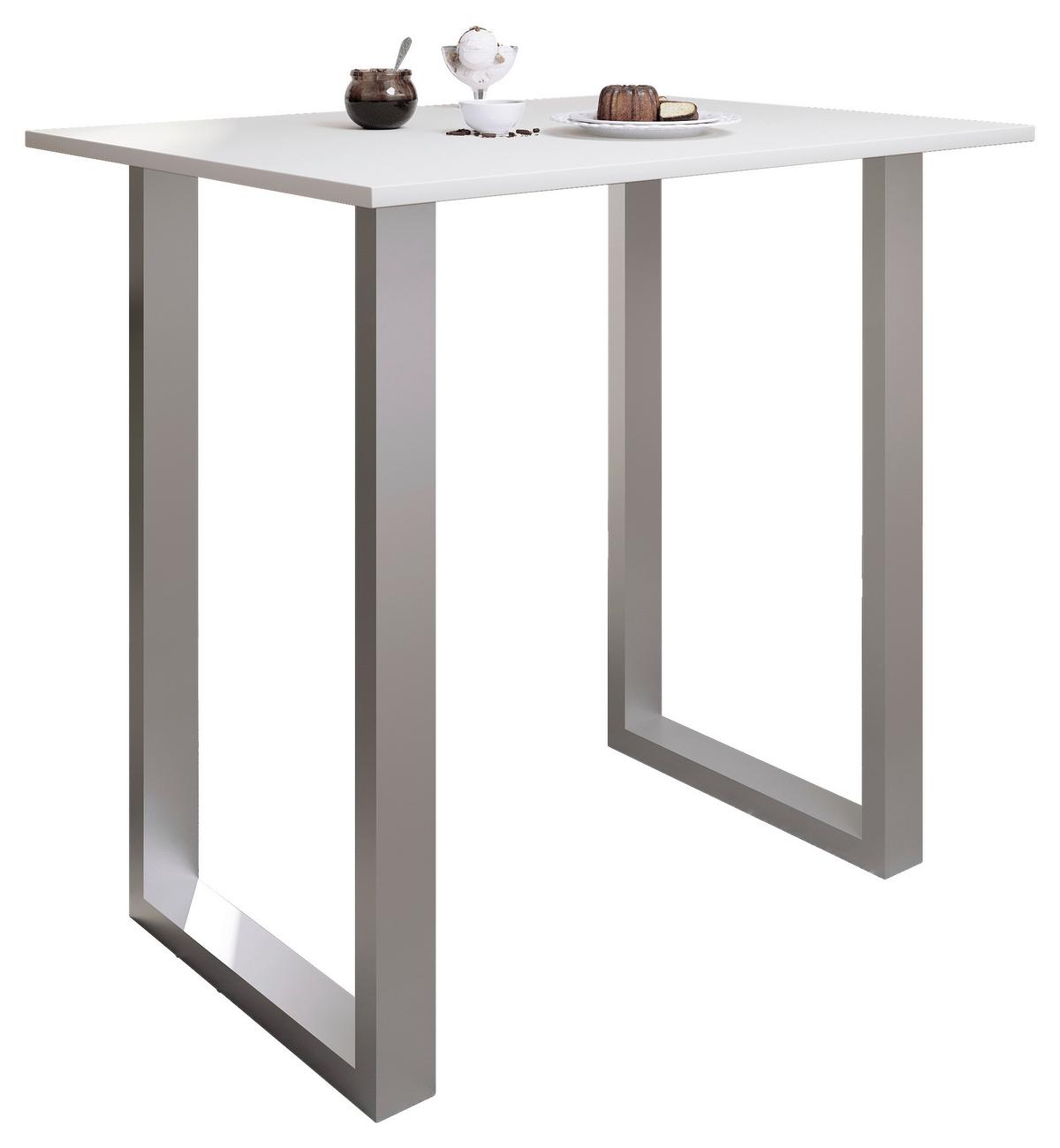 Bartisch Xona B 110x80x102 Silberfarben, Weiß - Silberfarben/Weiß, KONVENTIONELL, Holzwerkstoff/Metall (110/102/80cm)