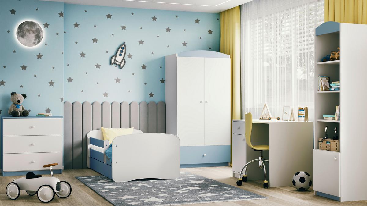 Kinder-/Juniorbett Babydreams Inkl. Matratze 80x160 - Blau/Birkefarben, MODERN, Holz/Holzwerkstoff (80/160cm) - MID.YOU