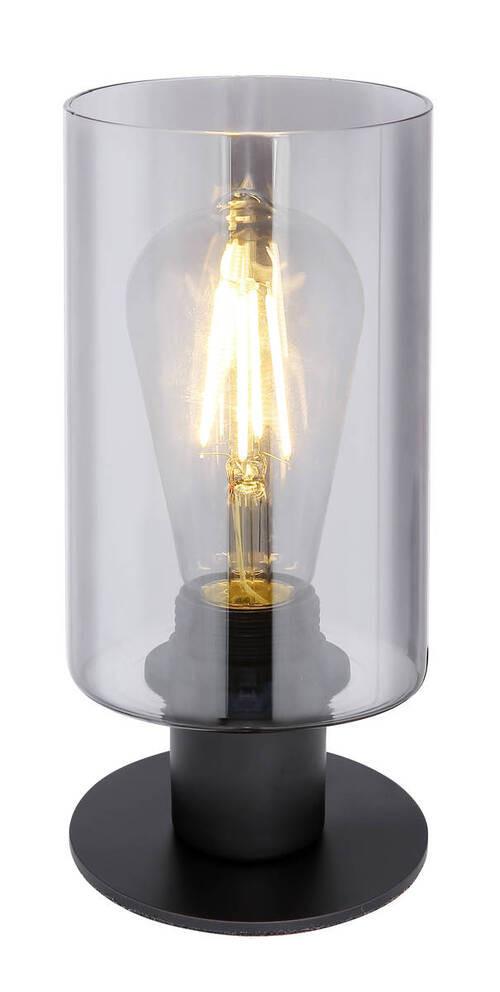 Tischlampe Schwarz Mit Schalter - Schwarz/Grau, Design, Glas/Metall (10/21,5cm) - Globo