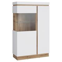 Félmagas Szekrény Calabria - tölgyfa/fehér, Trend, faalapú anyag/Üveg (103,6/163,5/40cm)