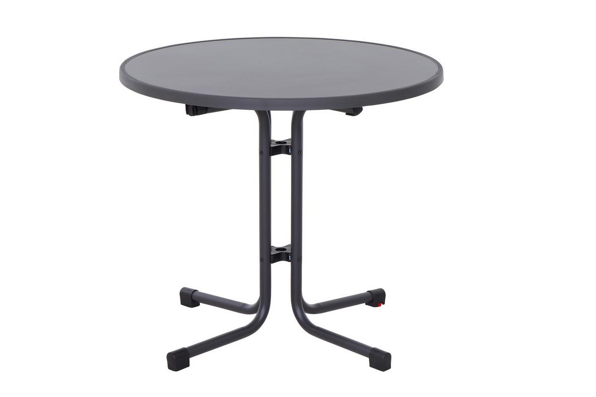 Gartentisch Klappbar Metall/Holzwerkstoff ⌀ 80 cm - Anthrazit, KONVENTIONELL, Holzwerkstoff/Metall (80/71/80cm) - Siena Garden