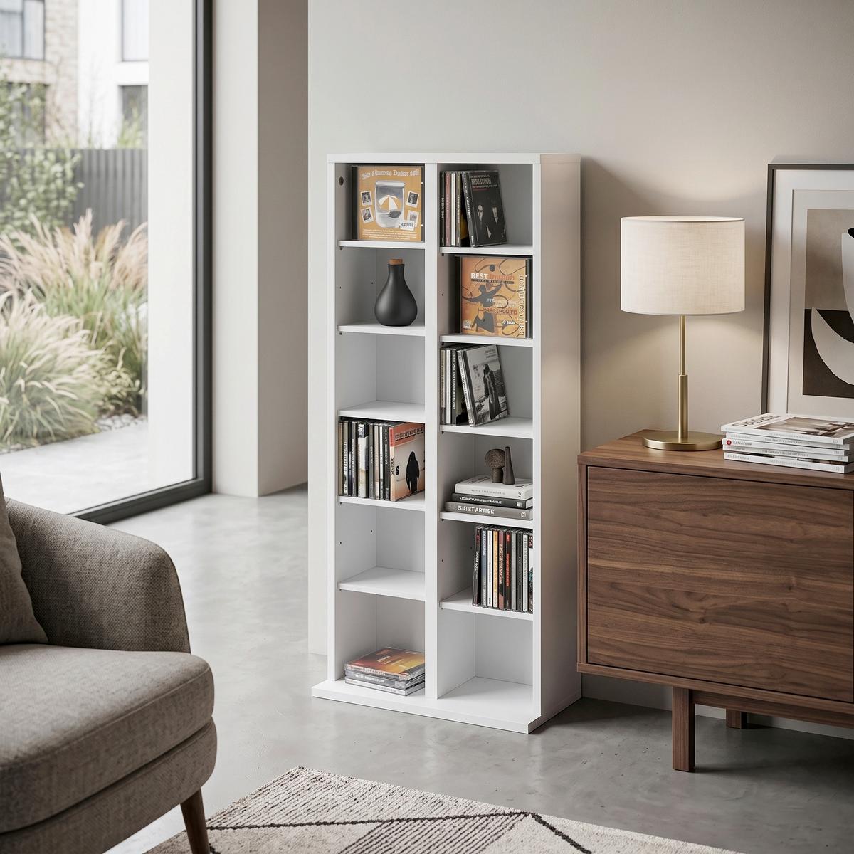 CD Regál Milano š: 42 cm biely - biela, Konventionell, kompozitné drevo (42/92/20cm) - MID.YOU