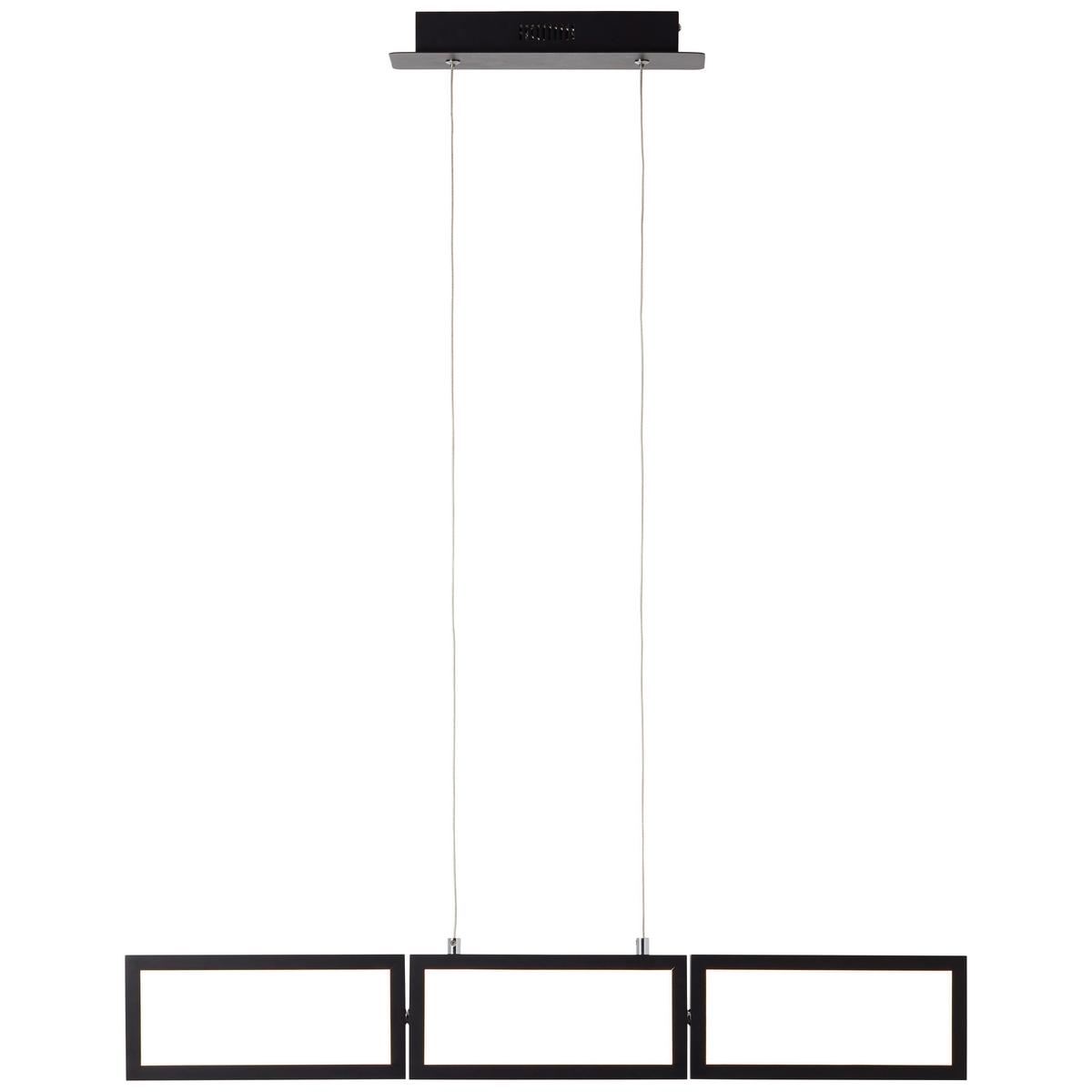 Led-hängeleuchte Ranut H: 120 Cm 3-Flammig - Schwarz, Design, Kunststoff/Metall (80,5/12/120cm) - Brilliant