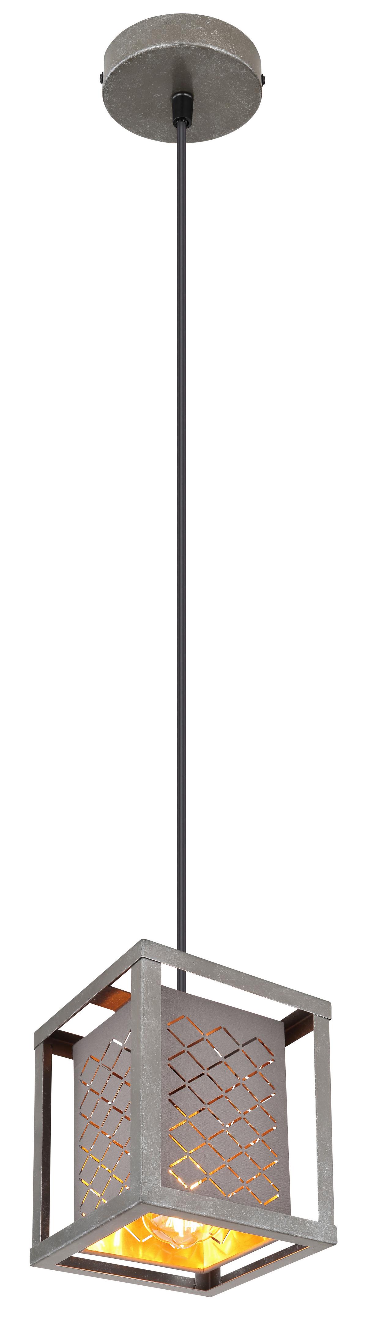 Hängeleuchte Thomas H: 120 cm 1-Flammig Silber/Goldfarben - Silberfarben/Goldfarben, Design, Textil/Metall (17/17/120cm) - Globo