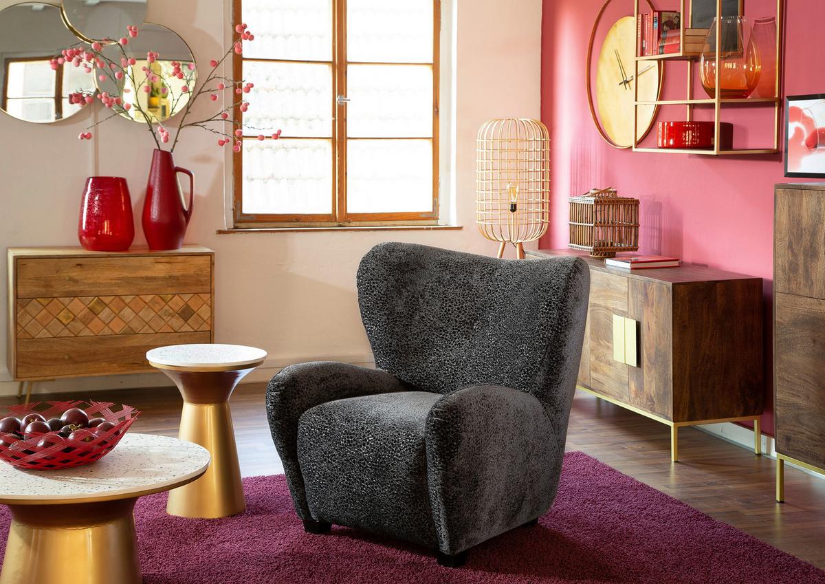 Sessel Fano - Anthrazit/Schwarz, Design, Textil (90/93/92cm) - Livetastic