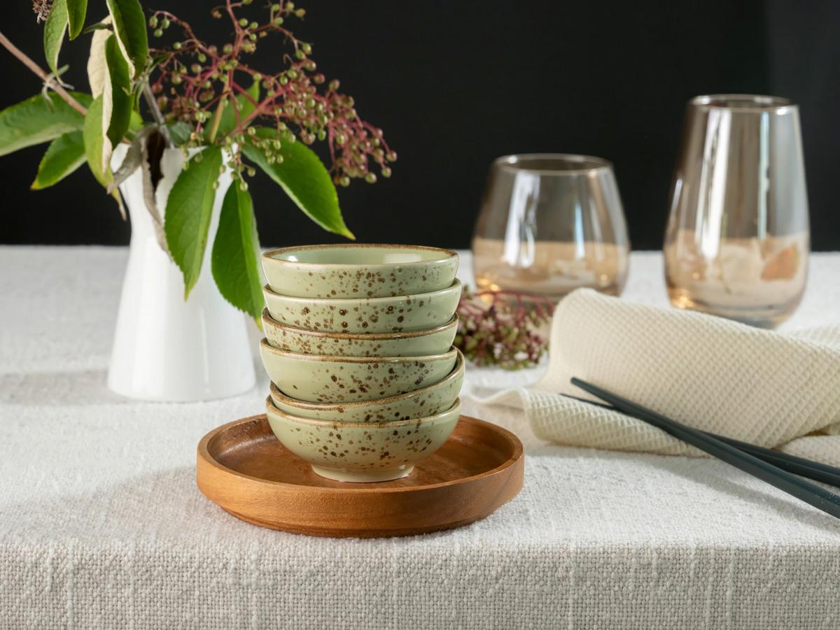SADA MISEK NA OMÁČKU NATURE COLLECTION - zelená, Trend, keramika (8cm) - Creatable