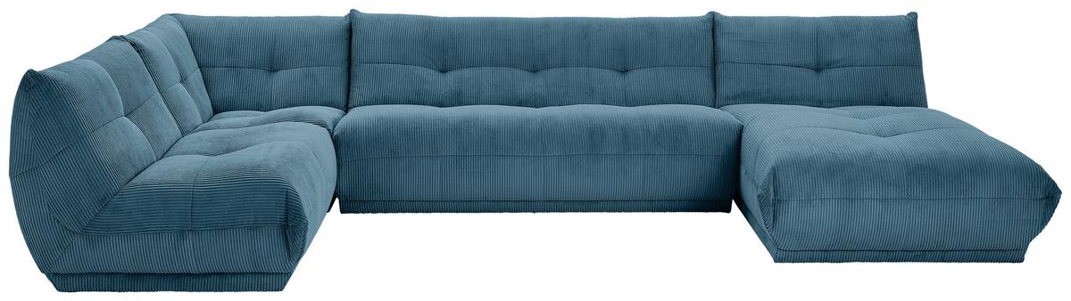 Wohnlandschaft Giselle Petrol Cord - Petrol, Trend, Textil (210/390/185cm) - Livetastic