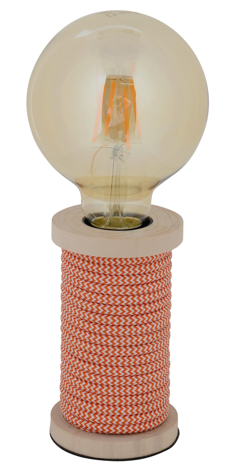 Tischlampe Max Orange/Weiß mit Kippschalter - Naturfarben/Orange, Design, Holz/Textil (7/12cm) - Näve