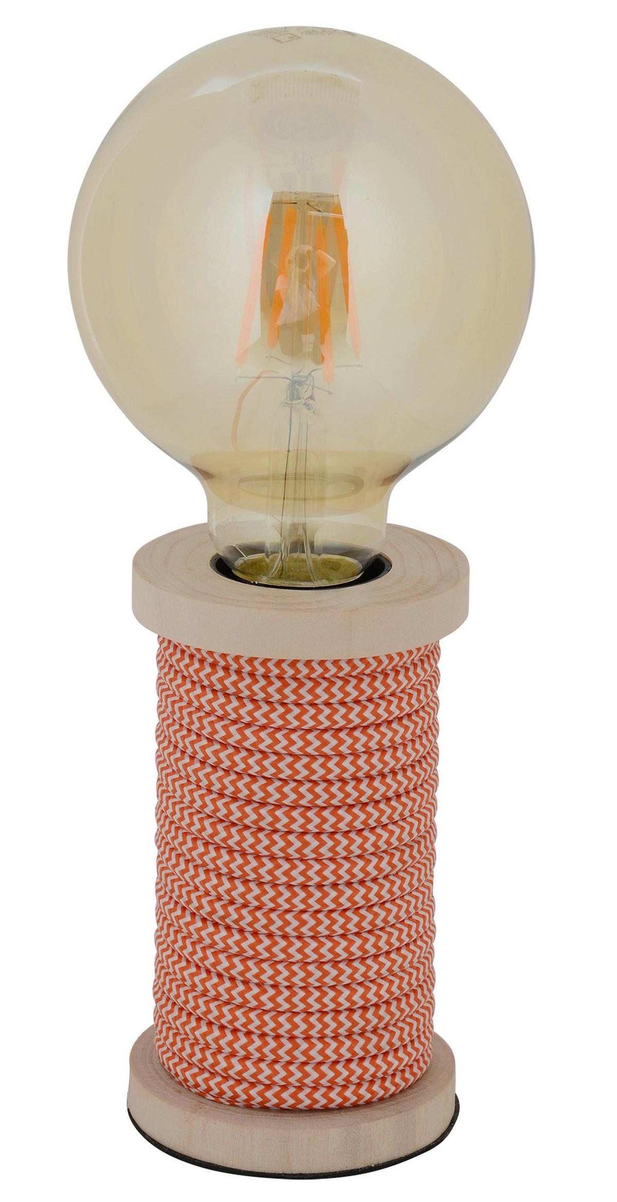Tischlampe Max Orange/Weiß mit Kippschalter - Naturfarben/Orange, Design, Holz/Textil (7/12cm) - Näve