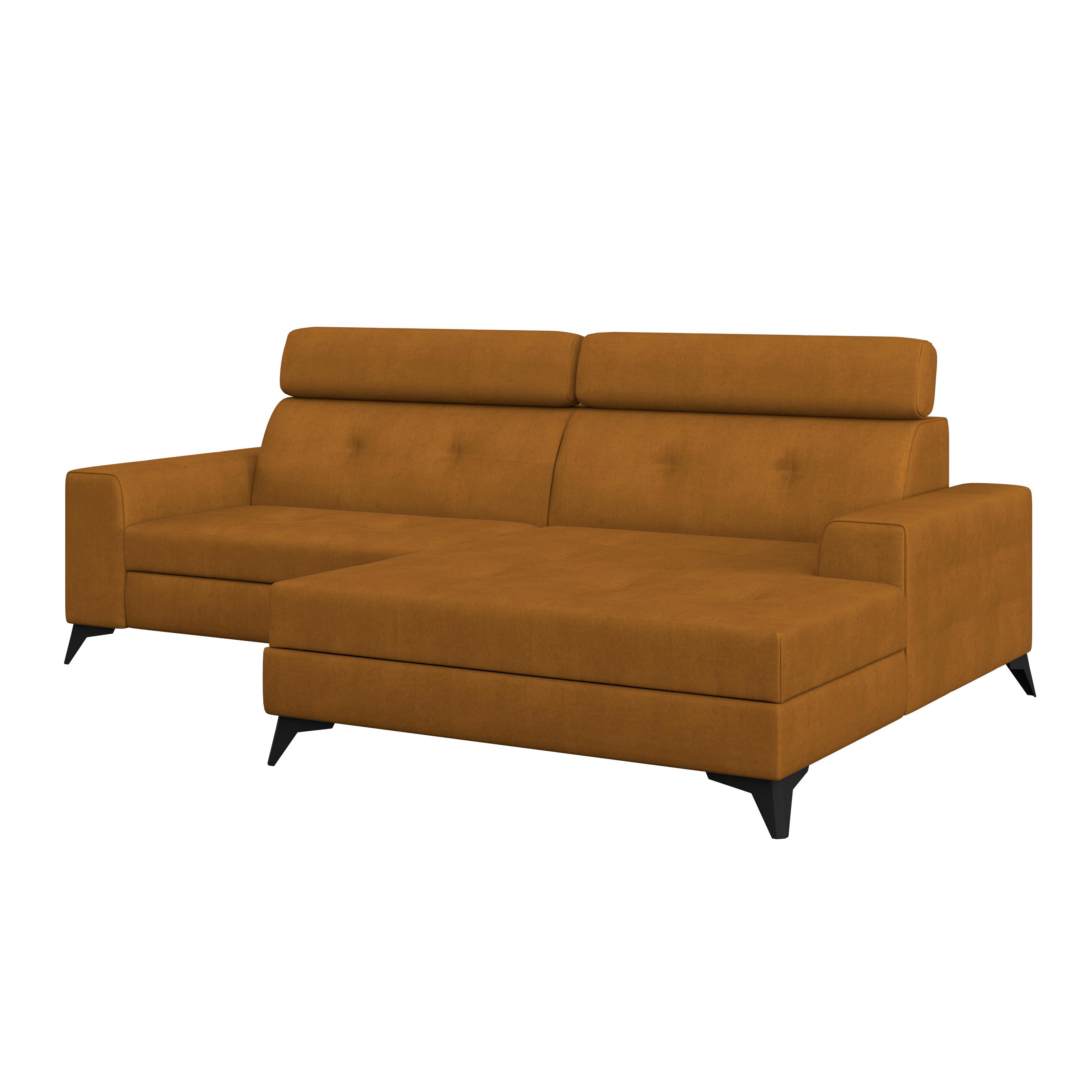 Wohnlandschaft Florida - Senfgelb/Schwarz, MODERN, Holz/Holzwerkstoff (275/175cm)