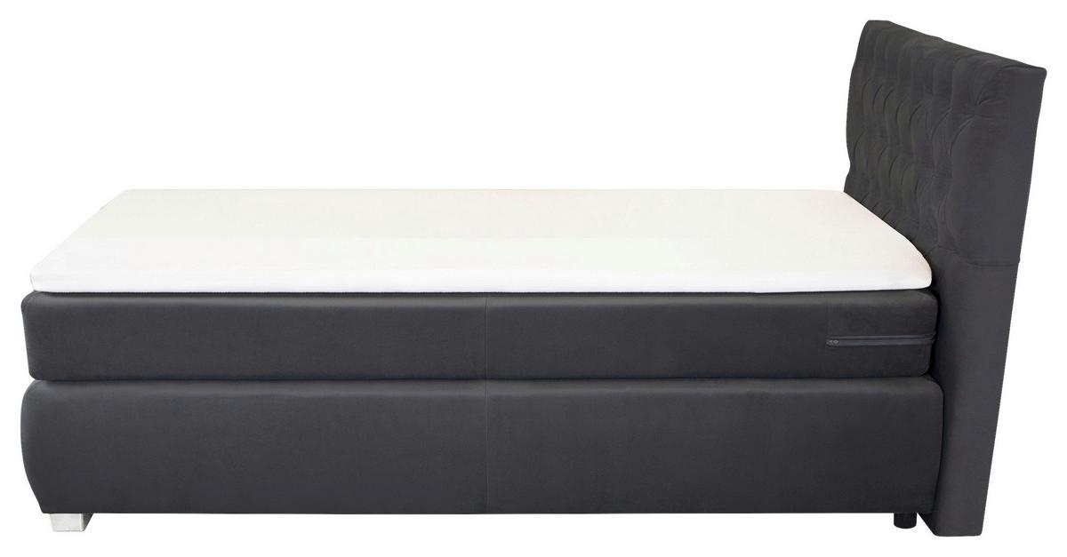 Boxspringbett Rumba inkl. Matratze 90x200 - Platinfarben/Grau, Basics, Textil (90/200cm) - Livetastic