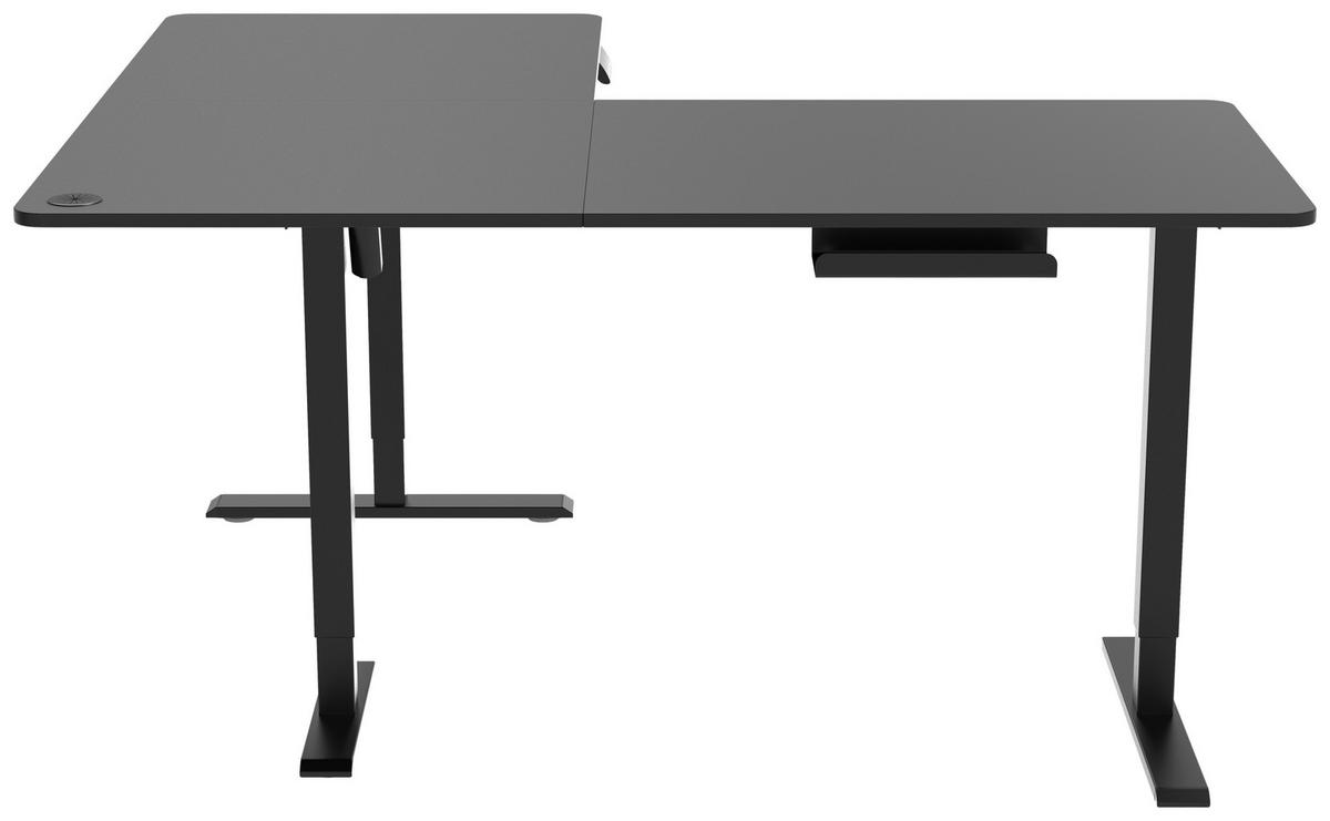 Eckschreibtisch Nimi Schwarz L: 160cm - Schwarz, MODERN, Holzwerkstoff/Kunststoff (160/140/72-117cm) - Livetastic
