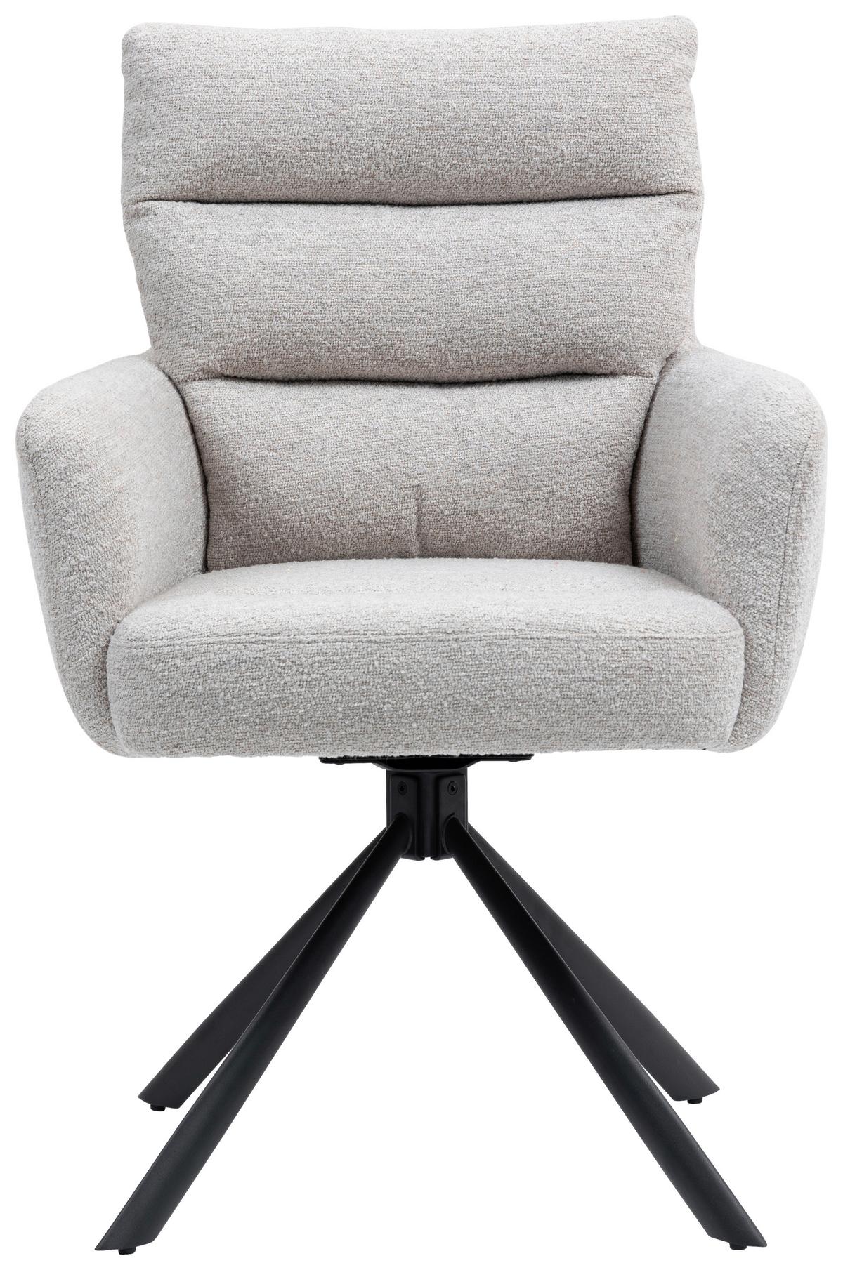 Armlehnstuhl Elli Taupe Sitzfl. 180° Drehbar, B: 60cm - Taupe/Schwarz, KONVENTIONELL, Textil/Metall (60/95/67cm) - MID.YOU