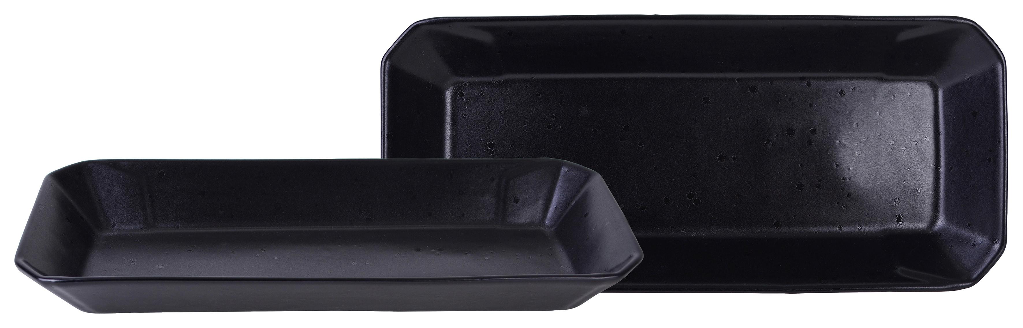 Servierschalenset Steinzeug Schwarz 2--Teilig. B/h 30/13 Cm - Schwarz, Basics, Keramik (30/13cm) - Creatable