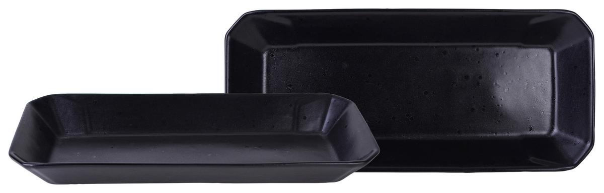 Servierschalenset Steinzeug Schwarz 2--Teilig. B/h 30/13 Cm - Schwarz, Basics, Keramik (30/13cm) - Creatable