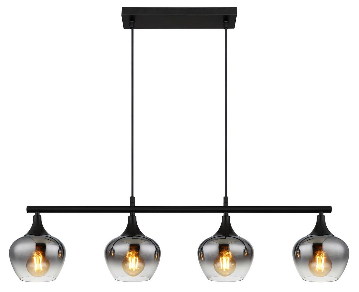 Hängeleuchte 15548-4h1 - Schwarz, Basics, Glas/Textil (90/15/120cm) - Globo
