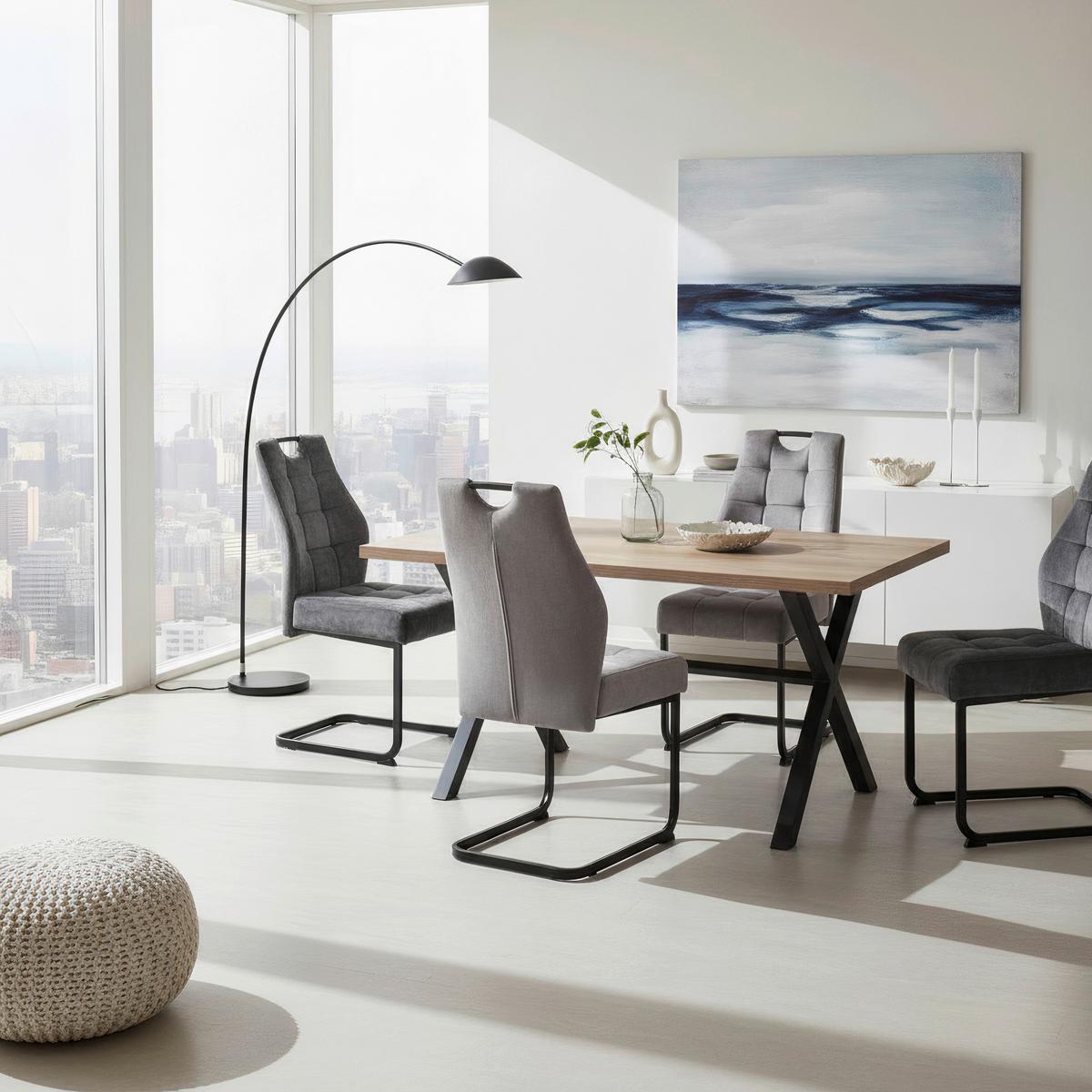 Szánkótalpas Szék Emília - fekete/antracit, Konventionell, textil/fém (43/95/61cm)