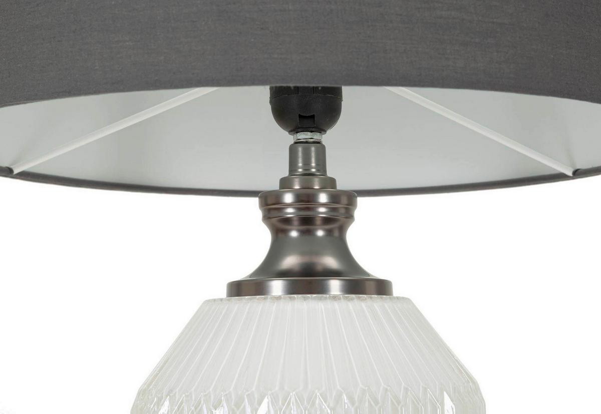 Tischleuchte Brighty Weiß, Grau B: 37,5 cm - Weiß/Grau, Basics, Glas/Textil (37.5/65/37.5cm)