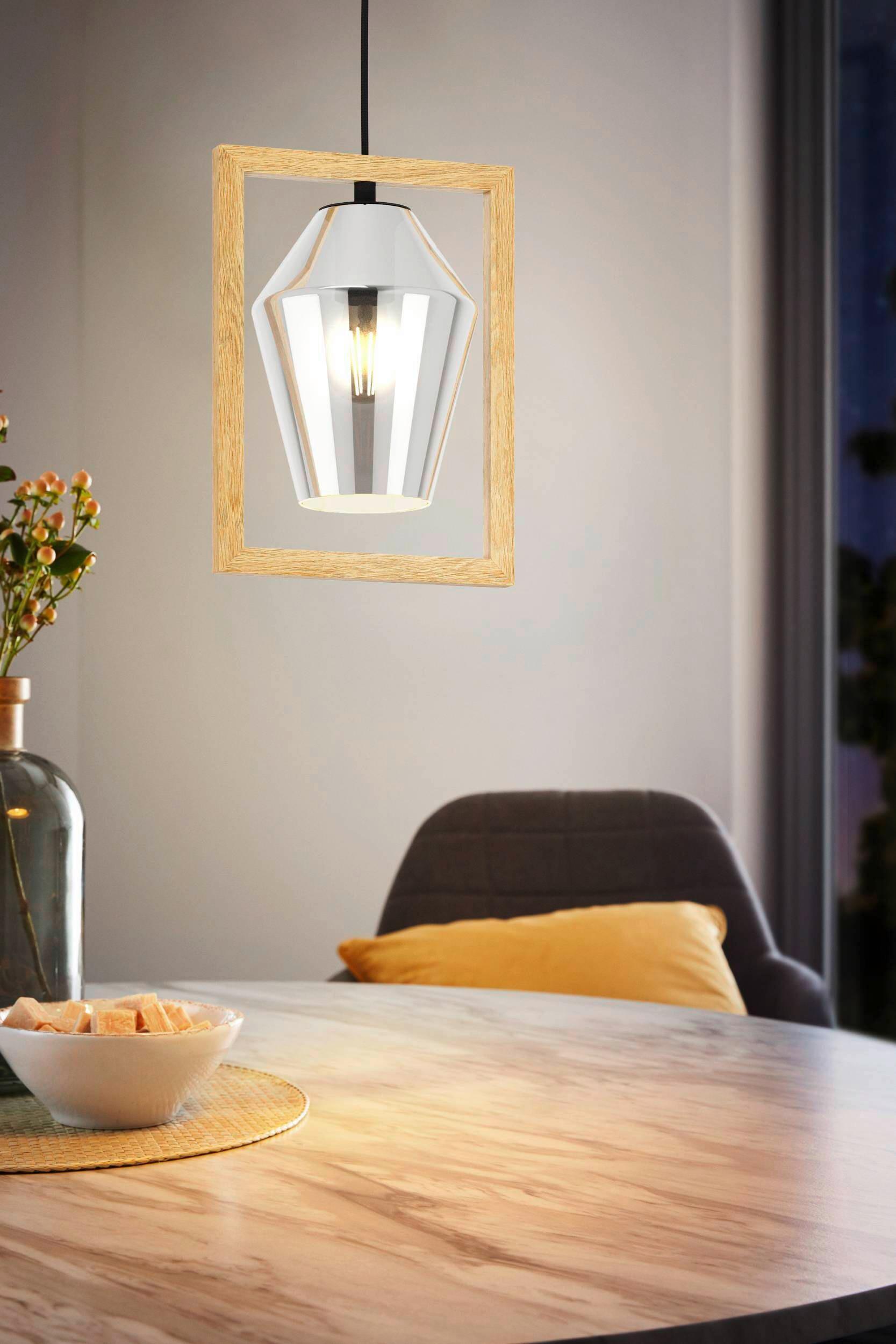 Hängeleuchte 99701* Viglioni - Schwarz/Braun, Natur, Glas/Holz (23/16,5/110cm) - Eglo