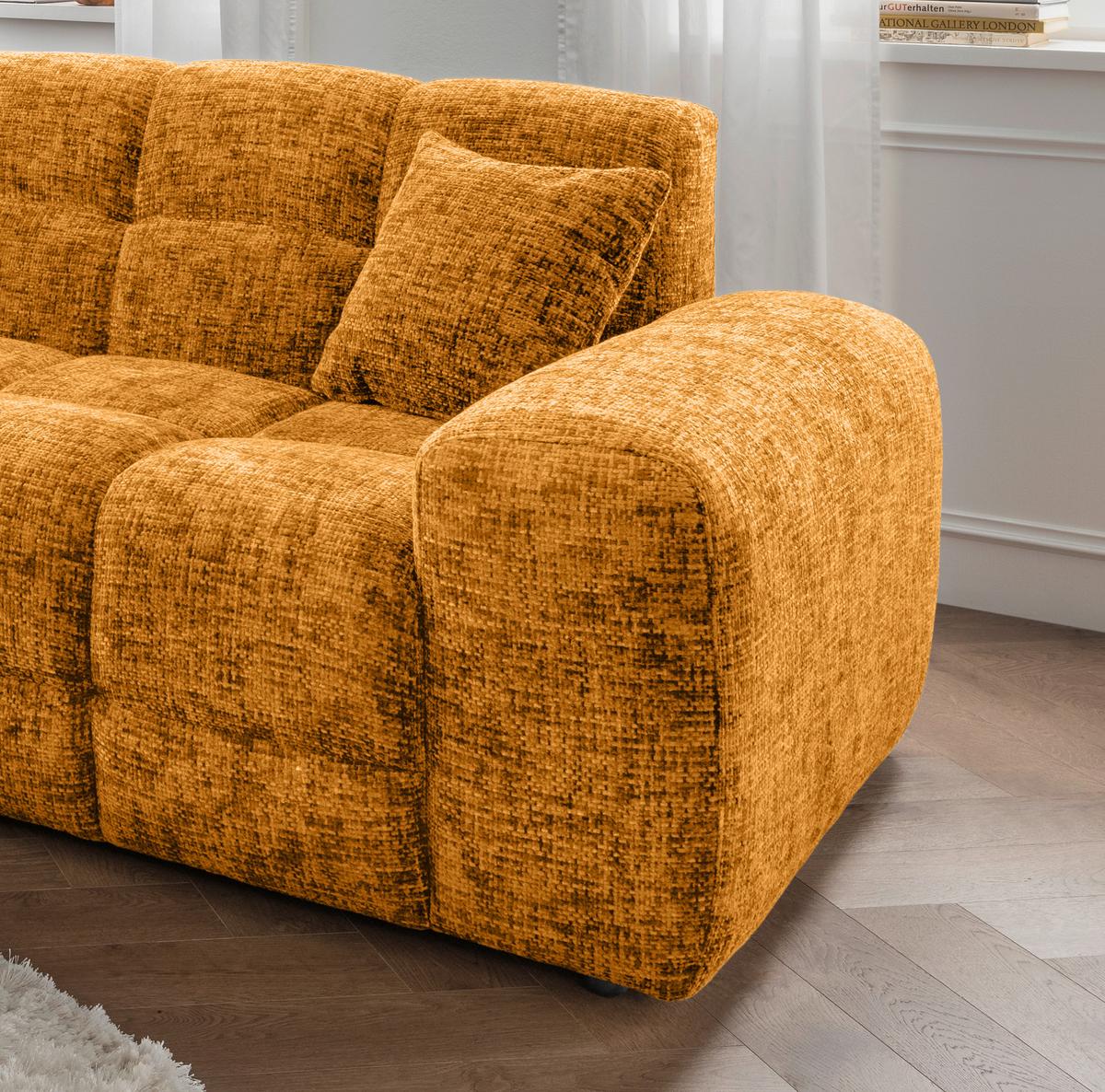 Ecksofa Bosco Goldfarben S: 152x301 cm - Goldfarben/Schwarz, MODERN, Textil (152/301cm) - Livetastic