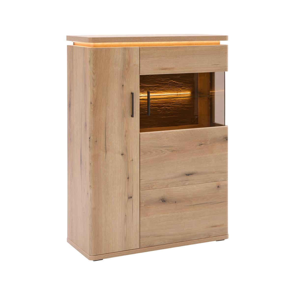 VYSOKÁ KOMODA ALAMEDA -EXKLUSIV- - barvy dubu/antracitová, Moderní, kov/kompozitní dřevo (90/128/38cm) - Mömax